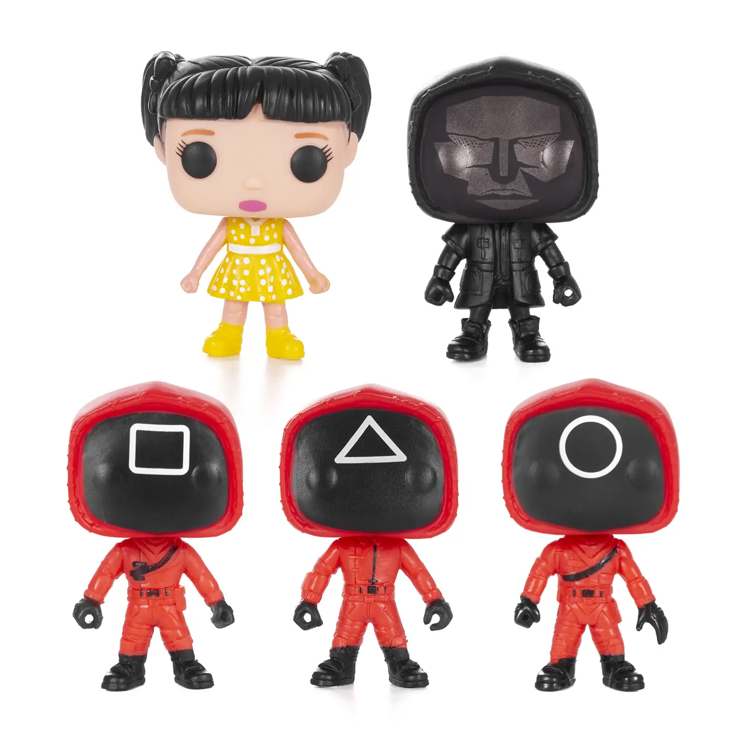 Pack de 5 figuras de 10 cms Squid, diseños variados. Presentados en caja de regalo.
