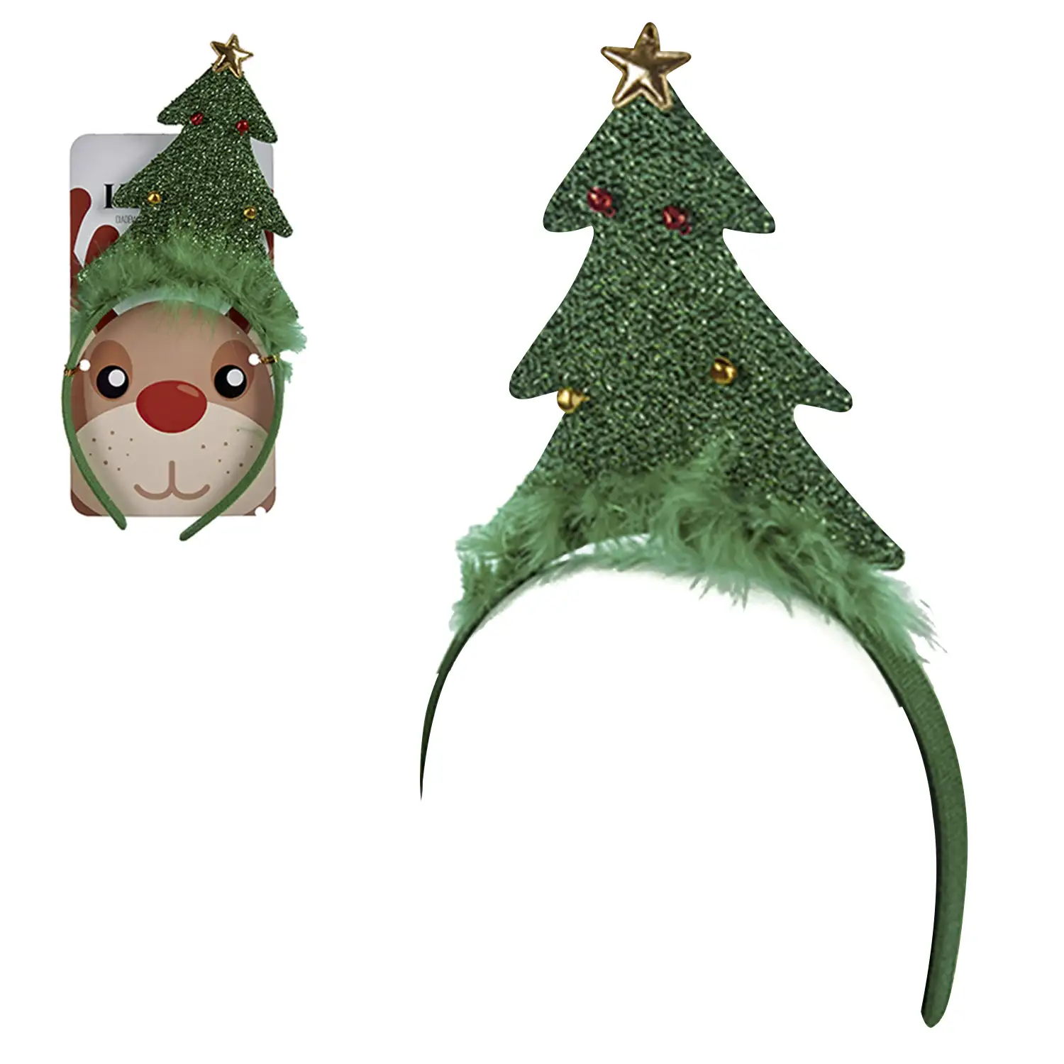 Pack de 3 diademas diseño árbol de navidad con plumas.