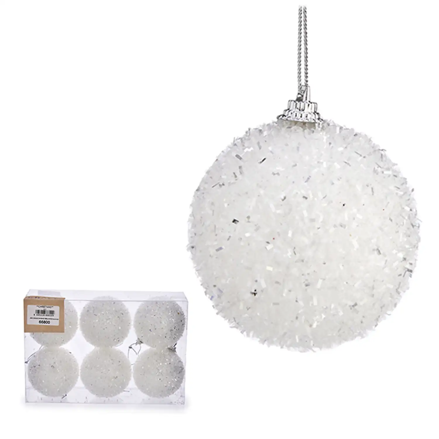 JGO 6 BOLAS NAVIDAD BRILLANTES BOLA NIEVE 7 cms