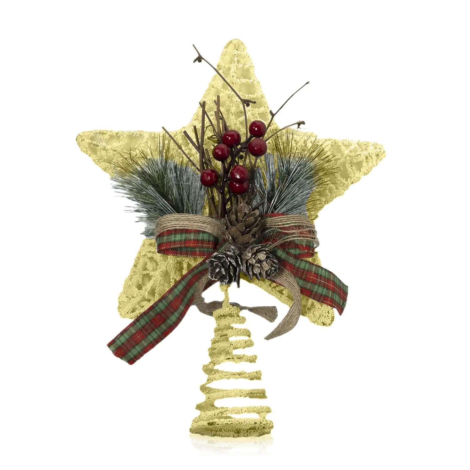 Estrella árbol de navidad con base de alambre.