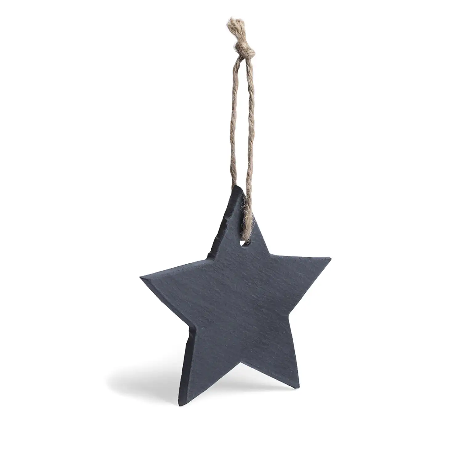 Adorno navideño en pizarra, con lacito para colgar. Diseño estrella.