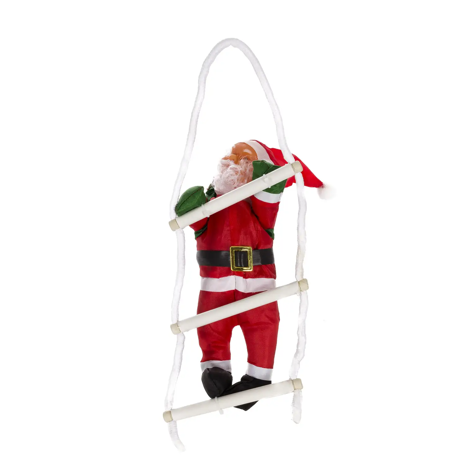 Muñeco de Papá Noel con escalera.