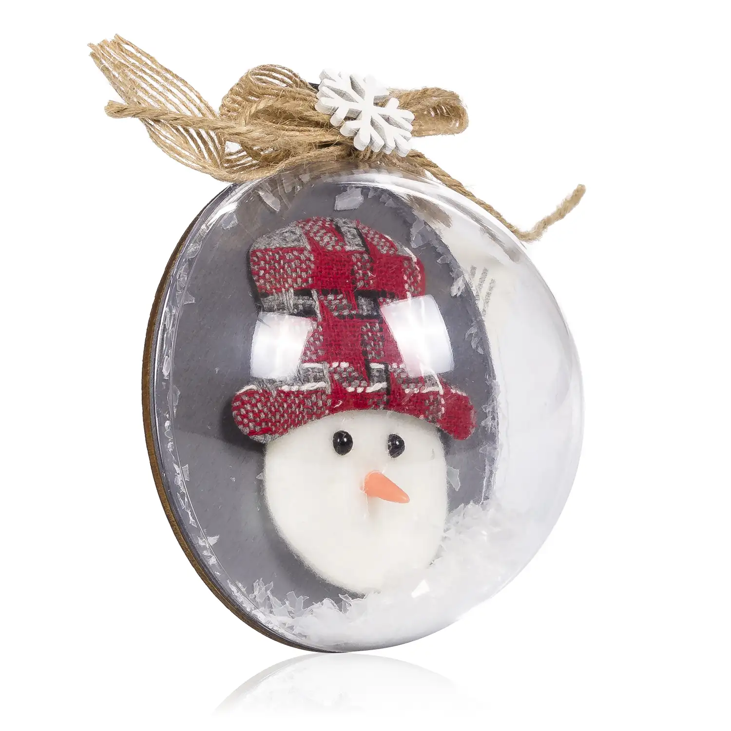 Bola de navidad diseño cabeza muñeco de nieve.