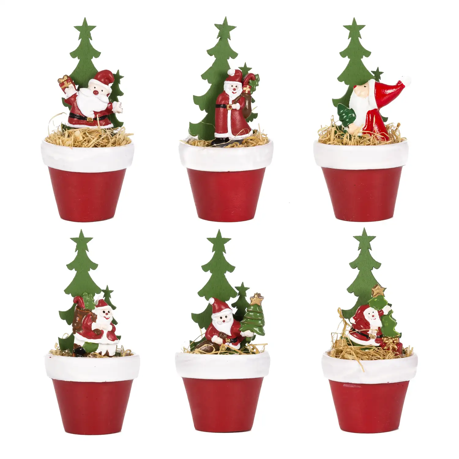 Maceta con figura de Santa Claus.