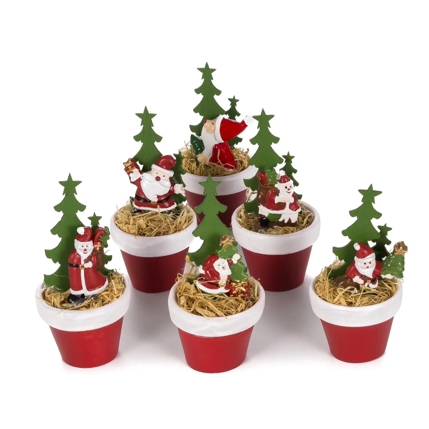 Maceta con figura de Santa Claus.