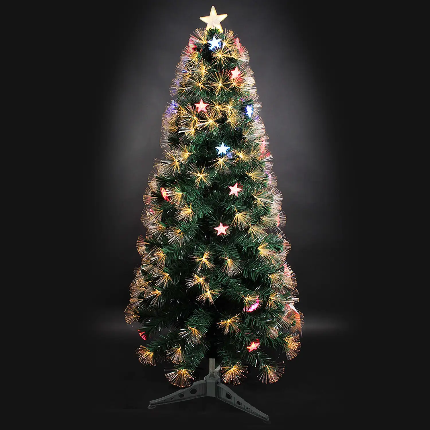 ÁRBOL DE FIBRA ÓPTICA CON ESTRELLA C/LUZ 60CM VERDE