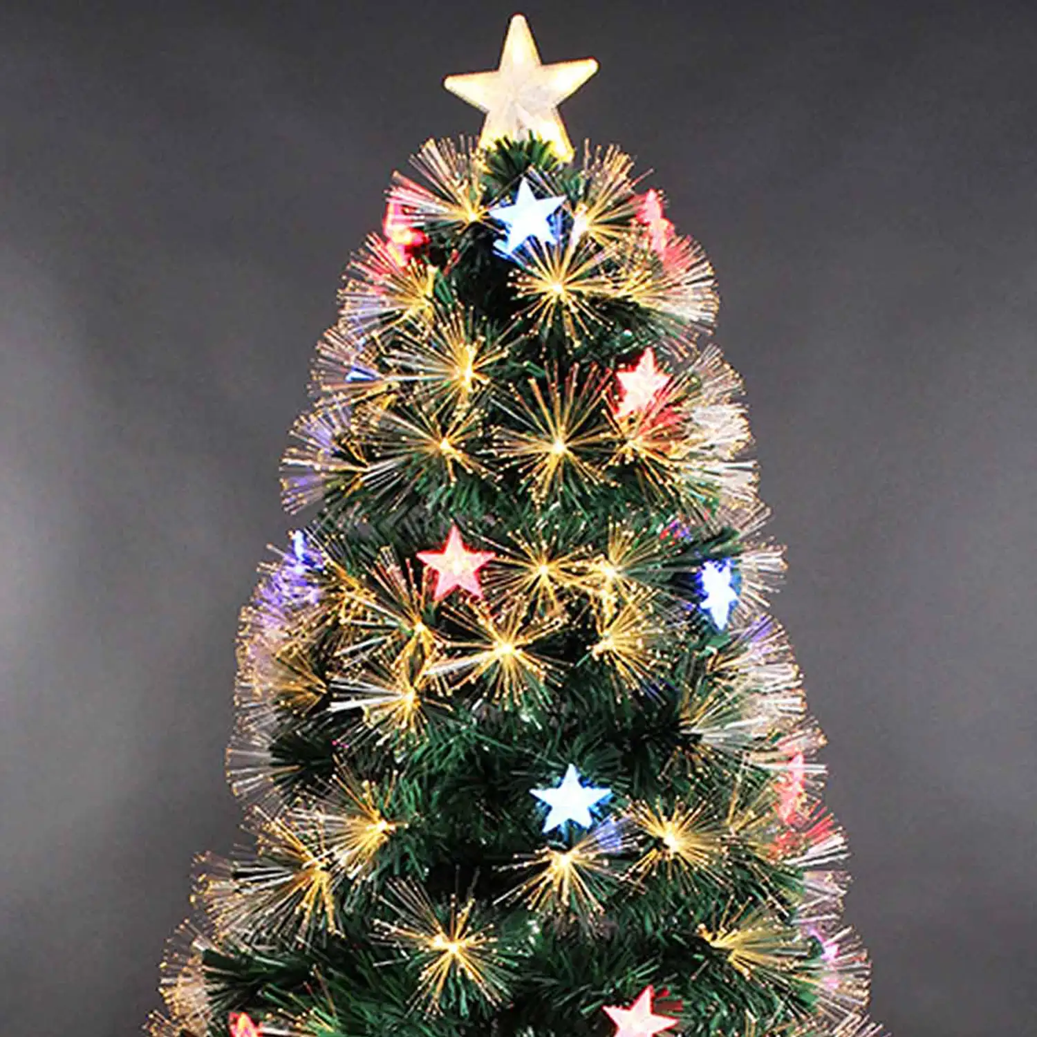 ÁRBOL DE FIBRA ÓPTICA CON ESTRELLA C/LUZ 60CM VERDE