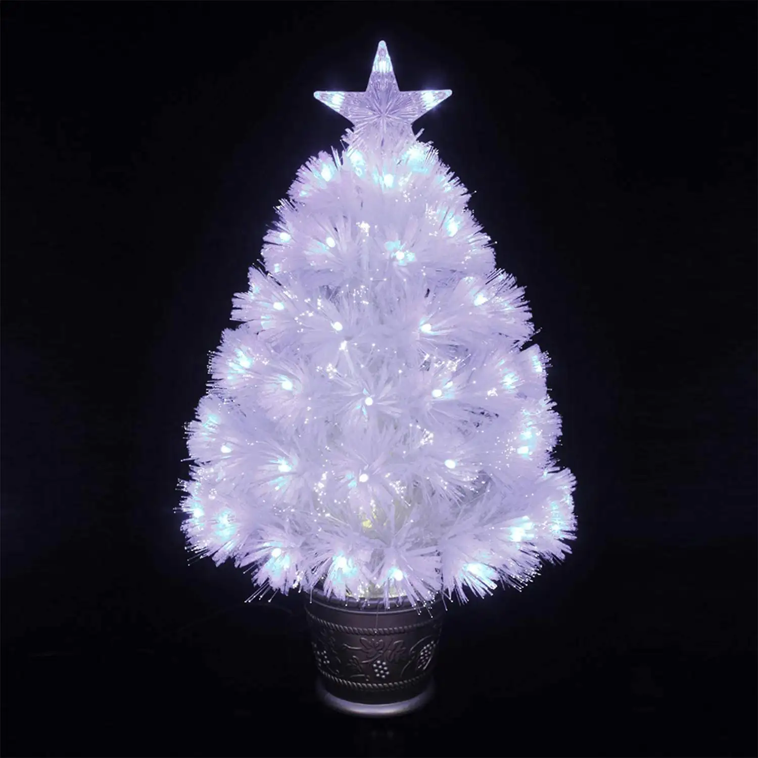 ÁRBOL DE FIBRA ÓPTICA C/LUZ 60CM BLANCO