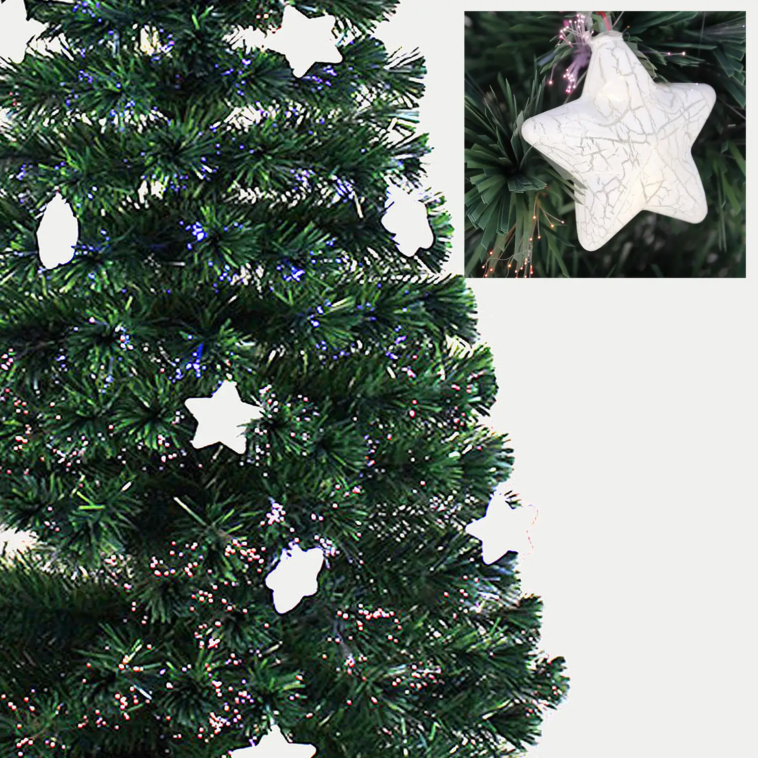 ÁRBOL DE FIBRA ÓPTICA CON ESTRELLA C/LUZ 150CM