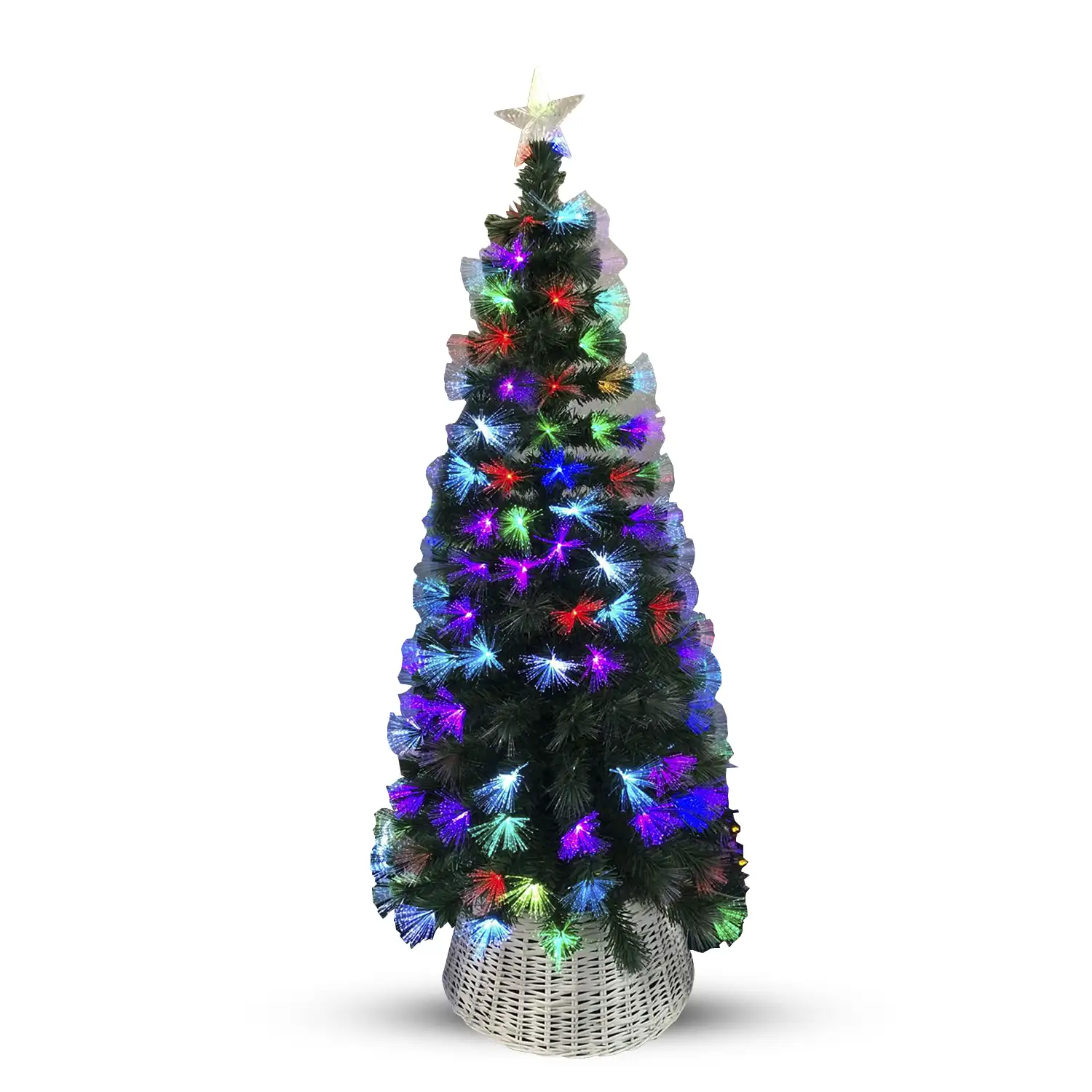 ÁRBOL DE FIBRA ÓPTICA C/LUCES DE COLORES 120CM