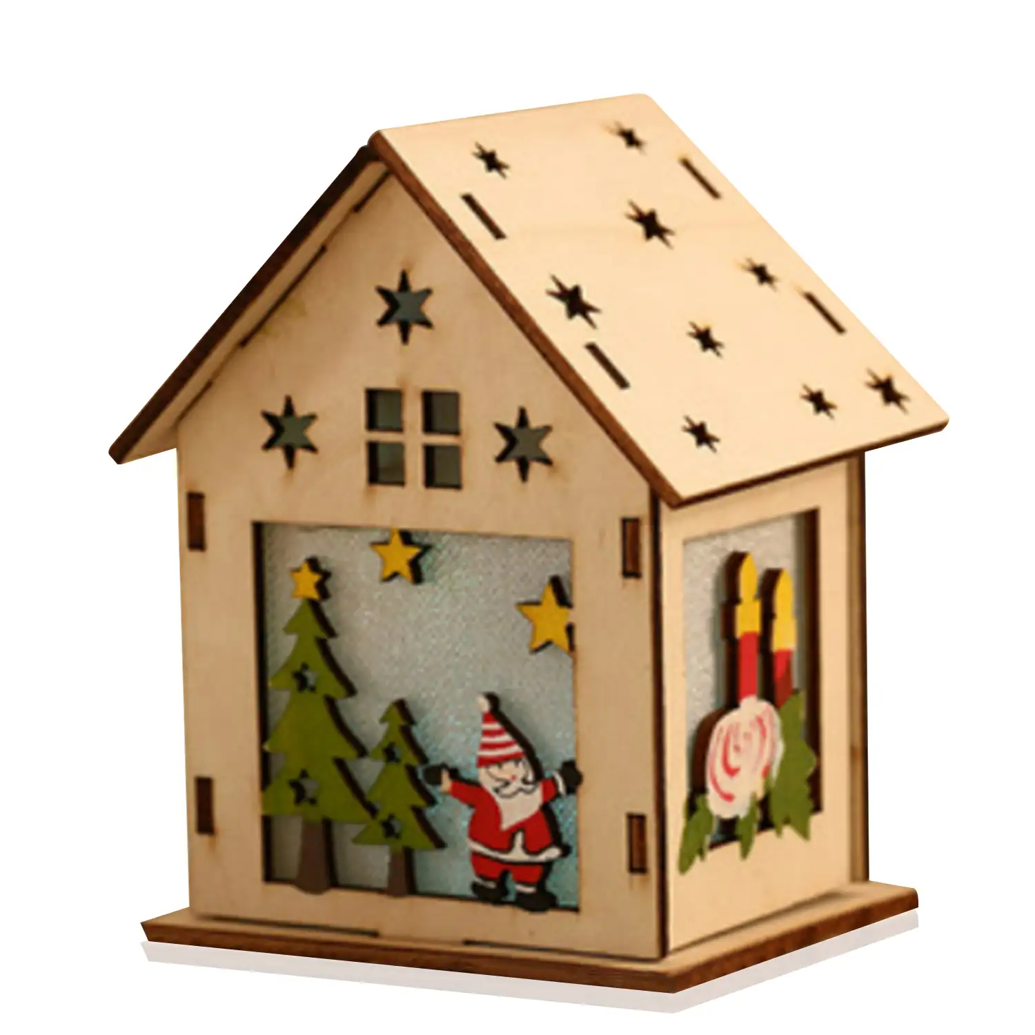 Colgante casa led Santa Claus bosque