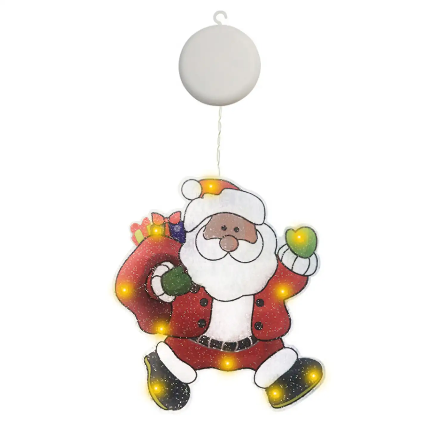 Decoración Christmas adhesiva cistal con luces LED Santa Claus