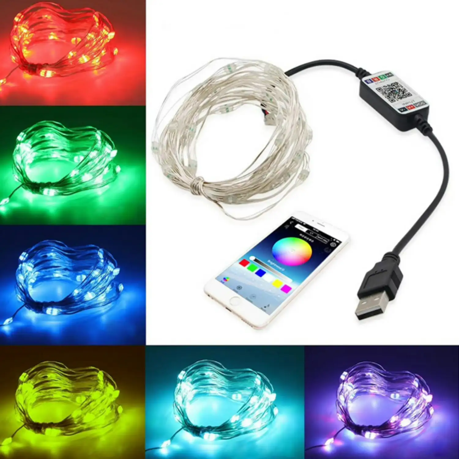 Tira led 5 Mtrs muiticolor RGB con contra app remoto.