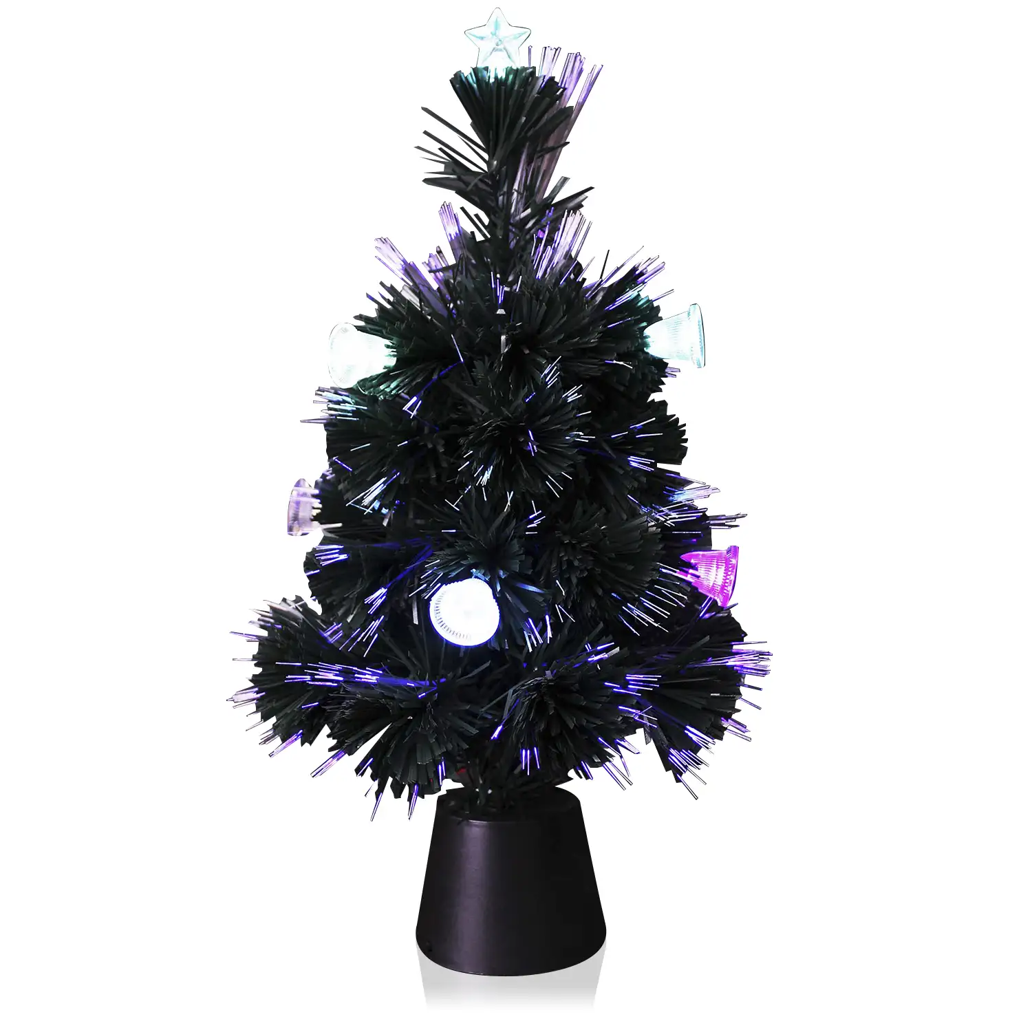 Árbol de fibra óptica con decoración navideña y luces LED 40 cms.