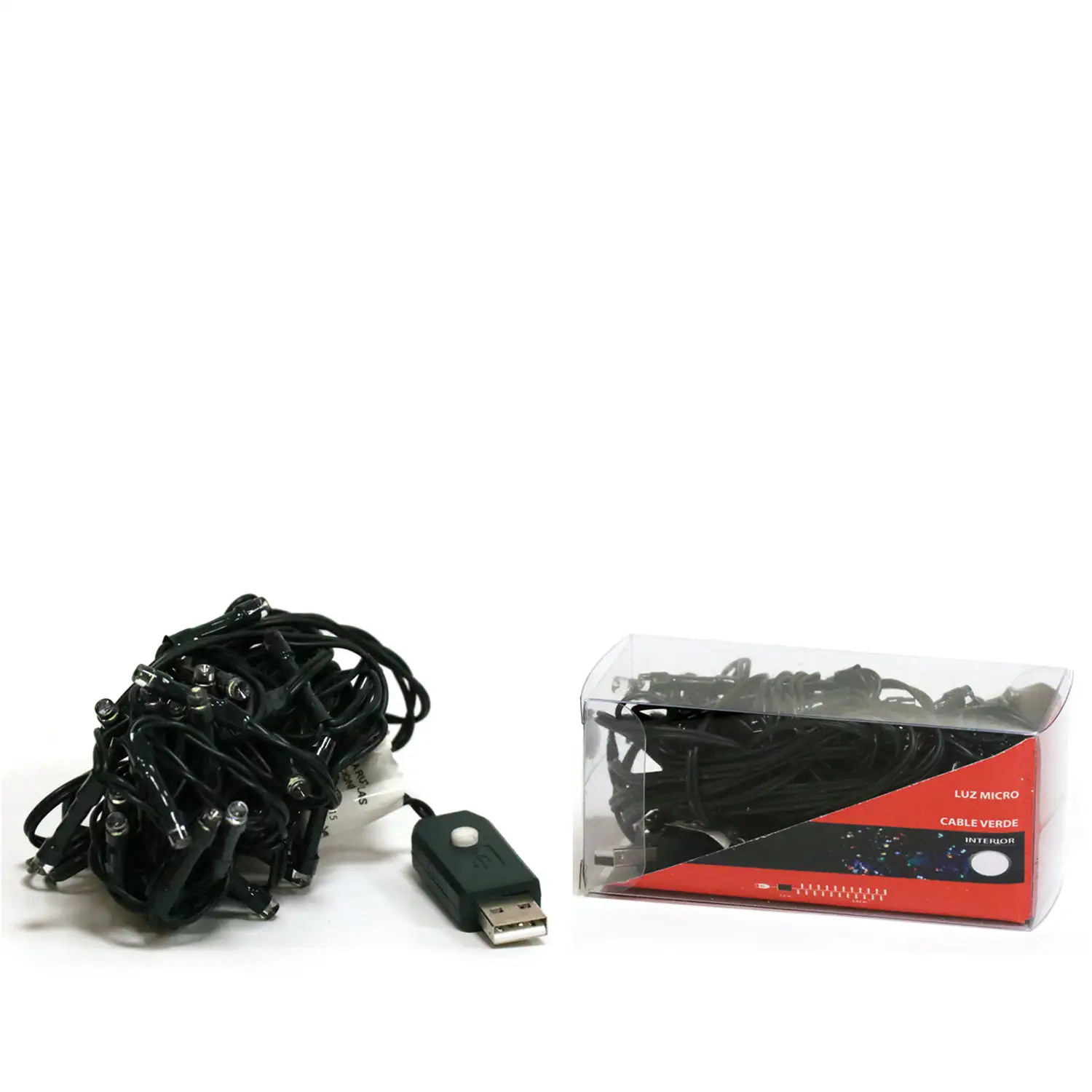 LUCES MICRO 50L LED COLOR CON USB CABLE VERDE INTERIOR 3 95M (24)