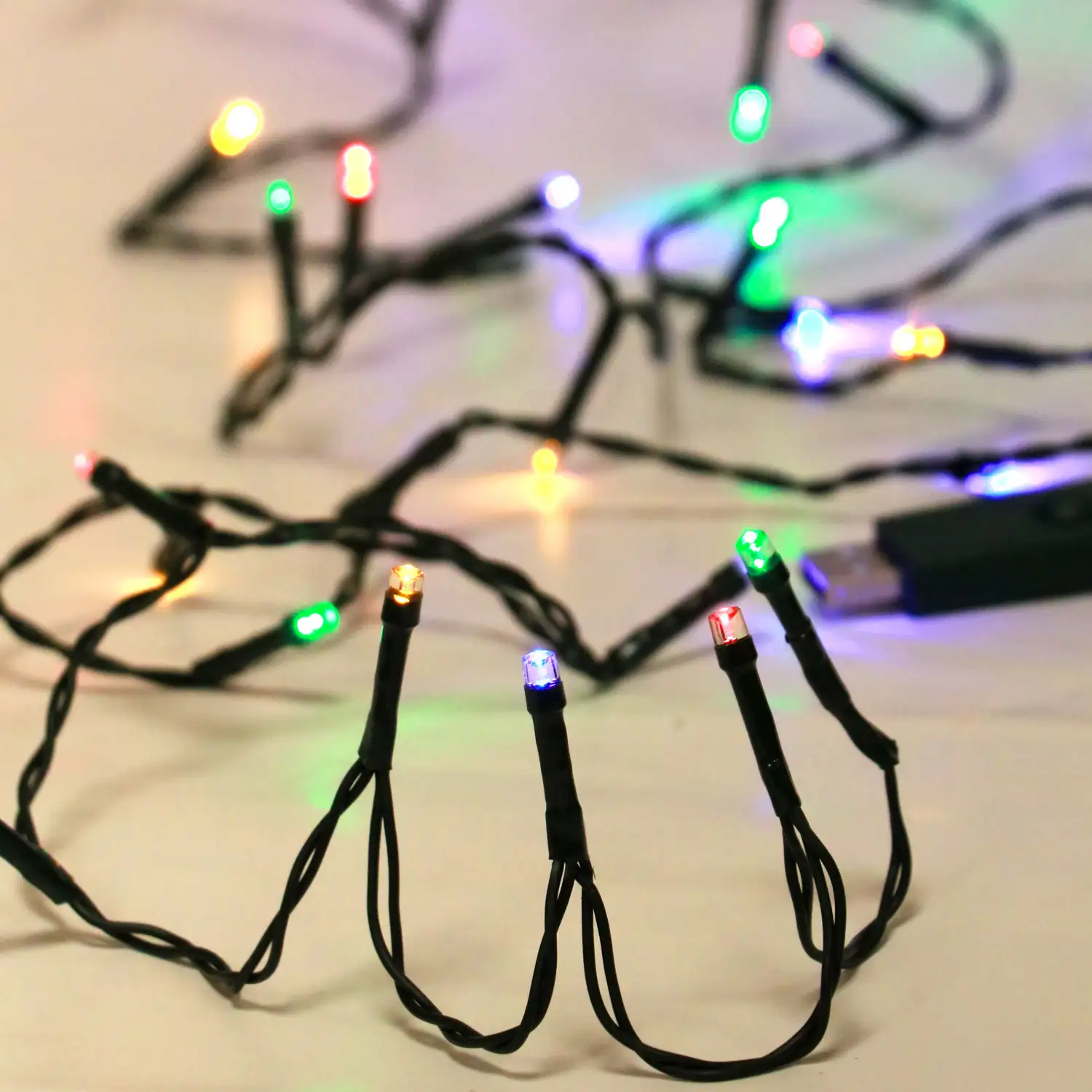 LUCES MICRO 100L LED COLOR CON USB CABLE VERDE INTERIOR 7.95M (24)