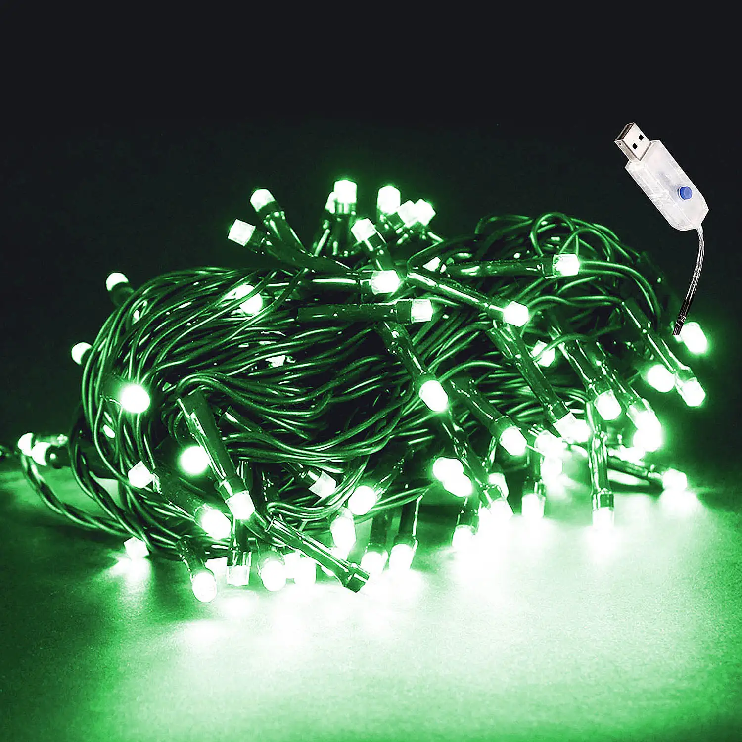 N --LUCES MICRO 100L LED VERDE CON USB CABLE VERDE INTERIOR 7.95M (24)