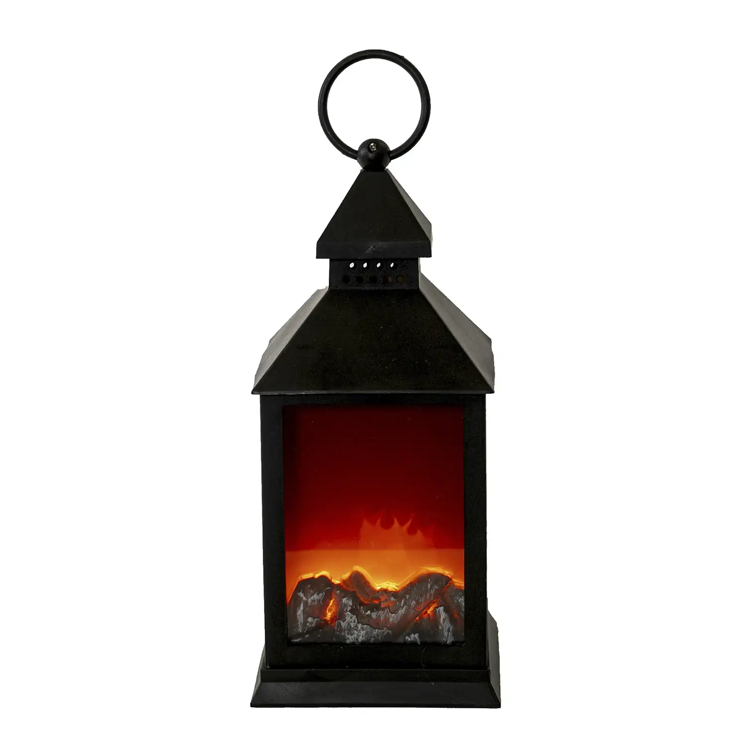 LINTERNA LED DE PLÁSTICO CON EFECTO CHIMENEA DE BATERÍA 3AA 11*11*24.5CM (12)