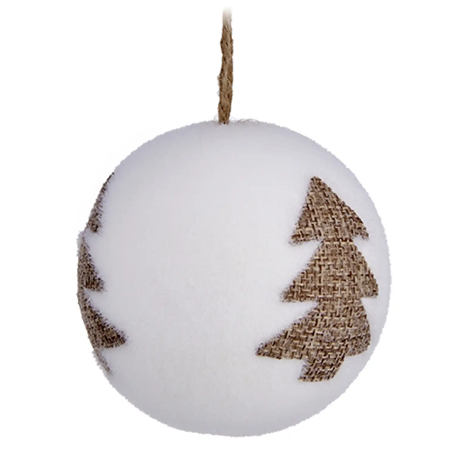 Juego de 3 bolas 8cm blancas de navidad, diseño árbol marrón.