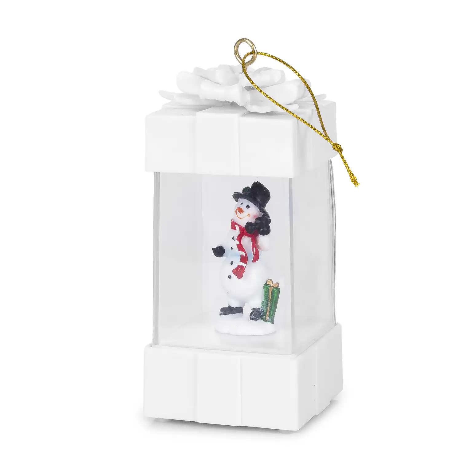 Candil de navidad con luz, diseño regalo con muñeco de nieve.