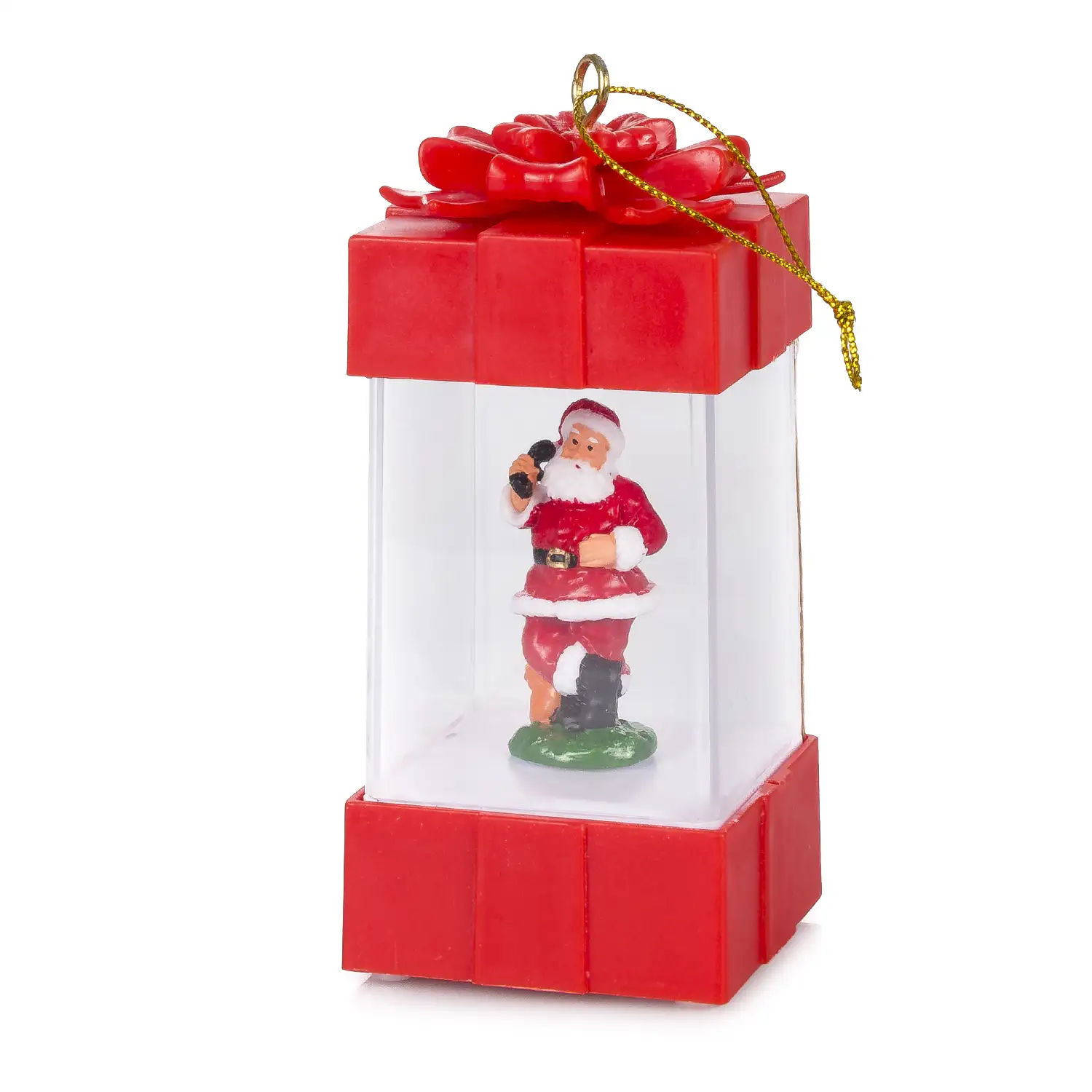 Candil de navidad con luz, diseño regalo con Papá Noel.