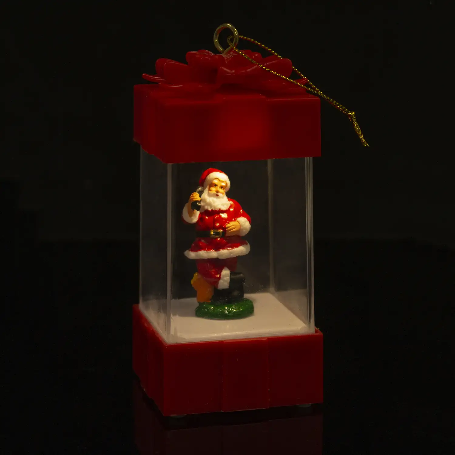Candil de navidad con luz, diseño regalo con Papá Noel.
