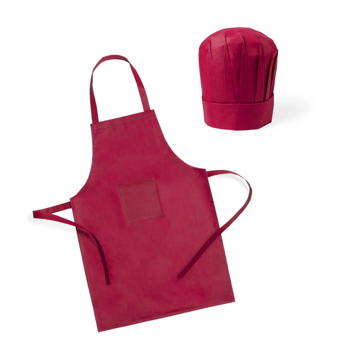 Legox, set infantil de delantal y gorro de cocina. Delantal con bolsillo frontal y cintas de ajuste.
