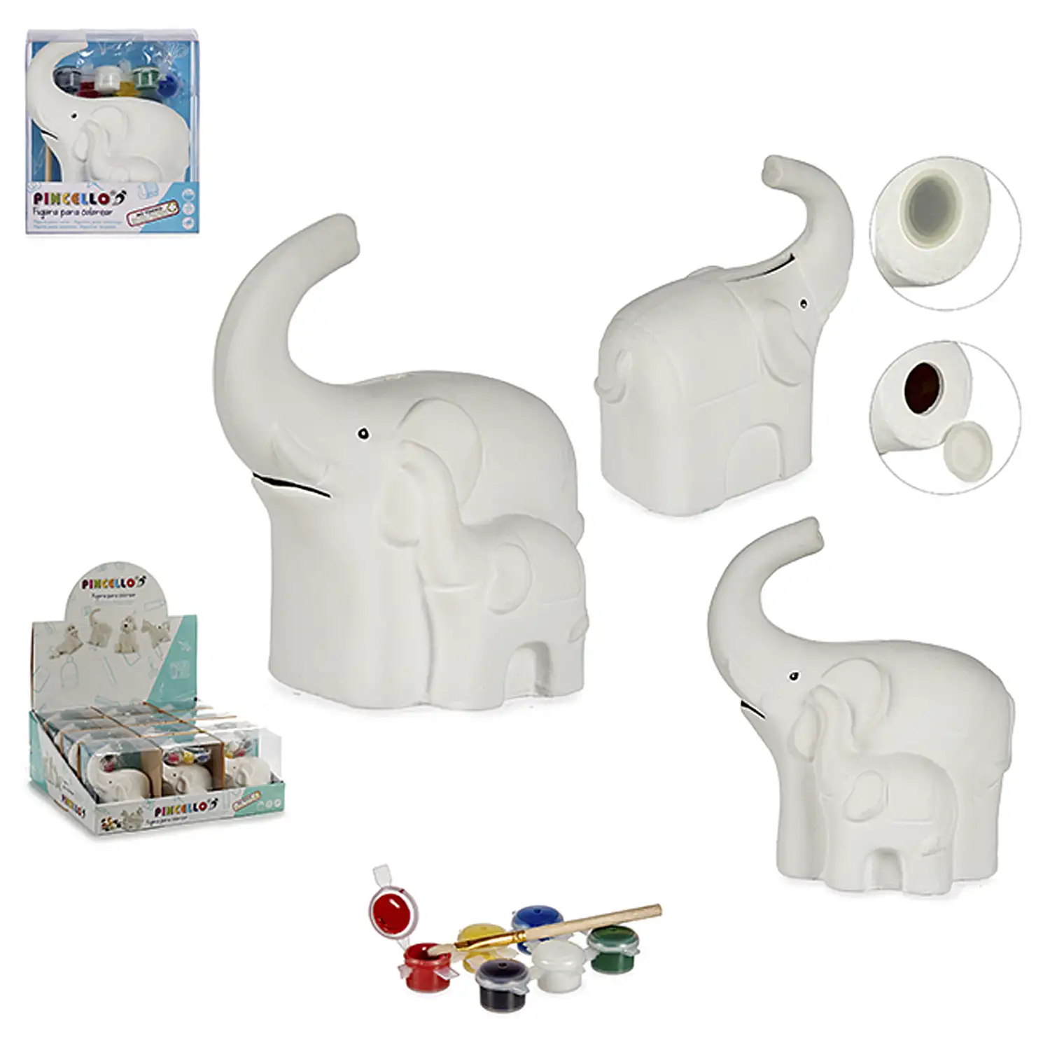 Hucha elefante cerámica colorear