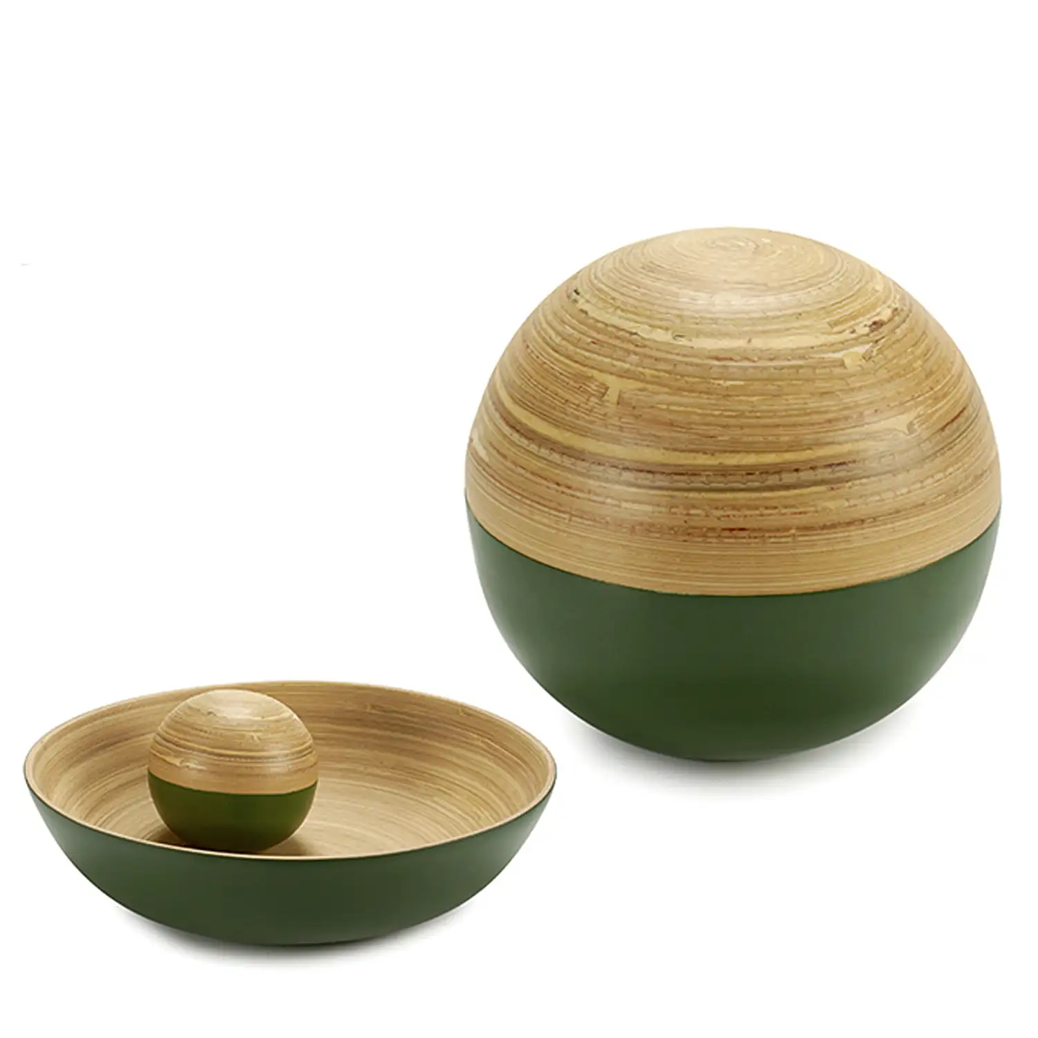 Bola de bambú decoración verde 10 cm