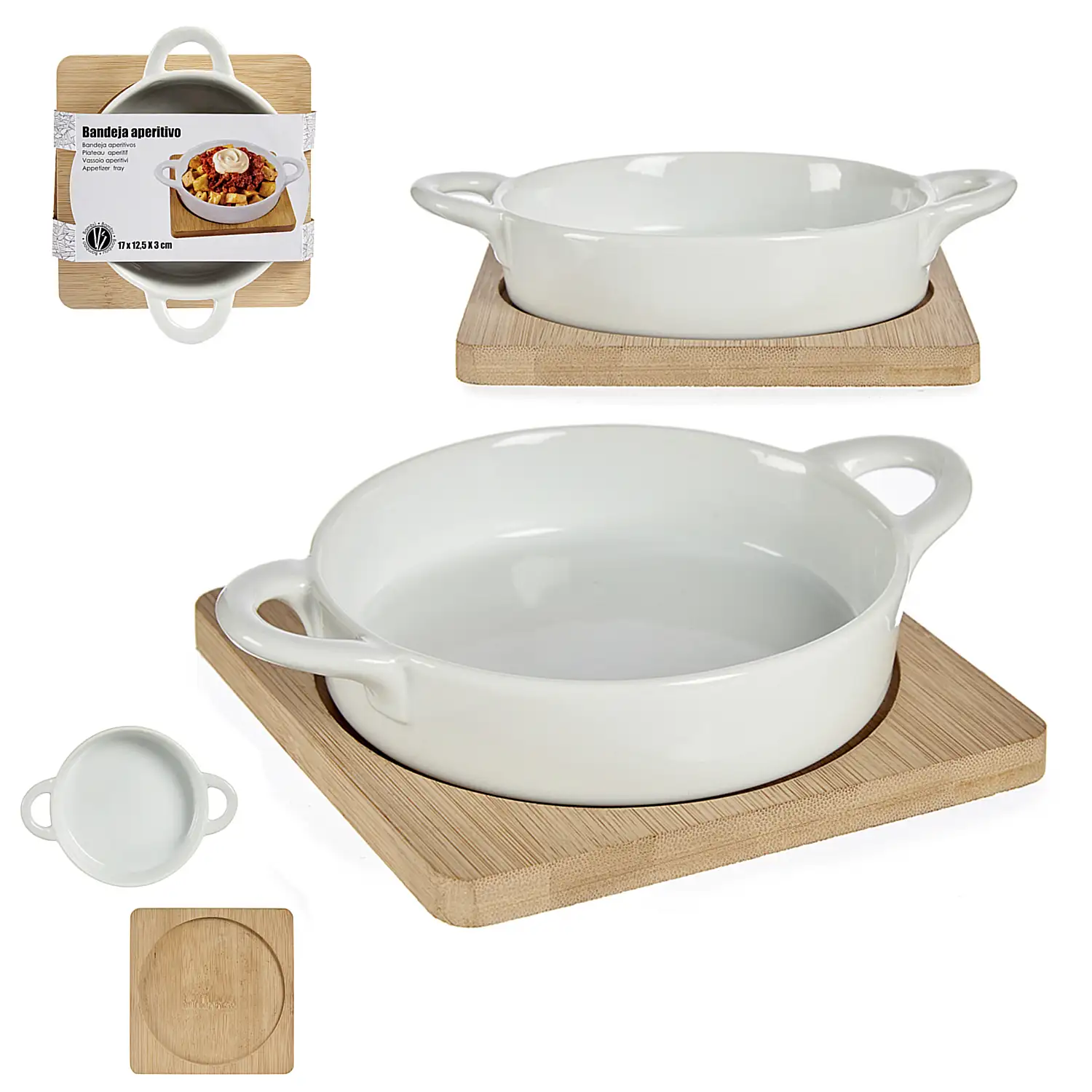 Bandeja redonda con base de bambú 13,5cm