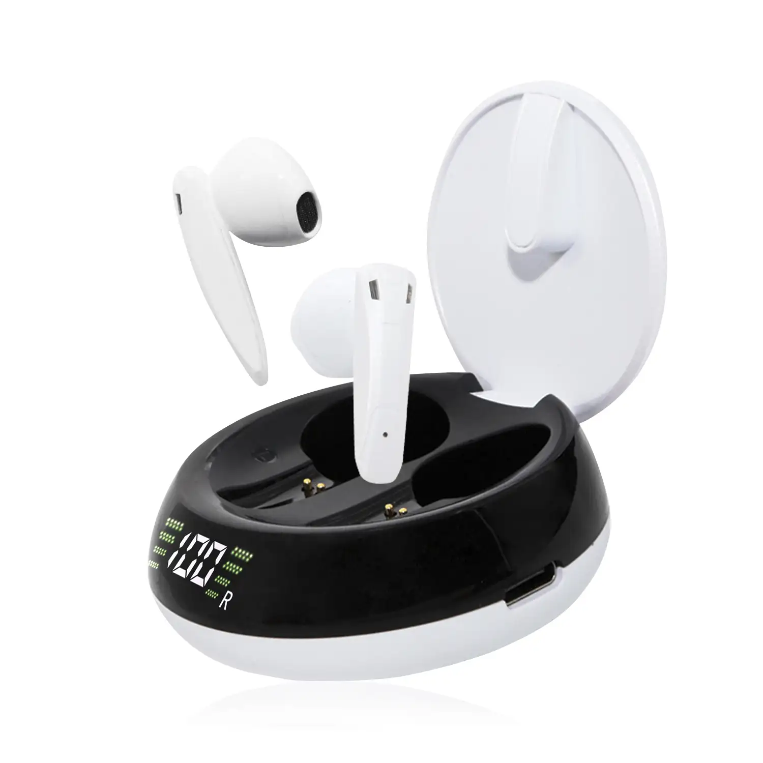 Auriculares Mini 08 TWS Bluetooth 5.2. Base de carga con pantalla.