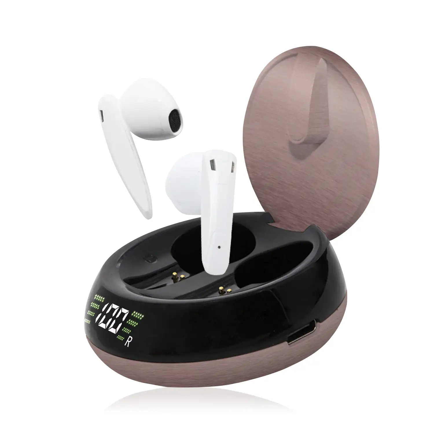 Auriculares Mini 08 TWS Bluetooth 5.2. Base de carga con pantalla.