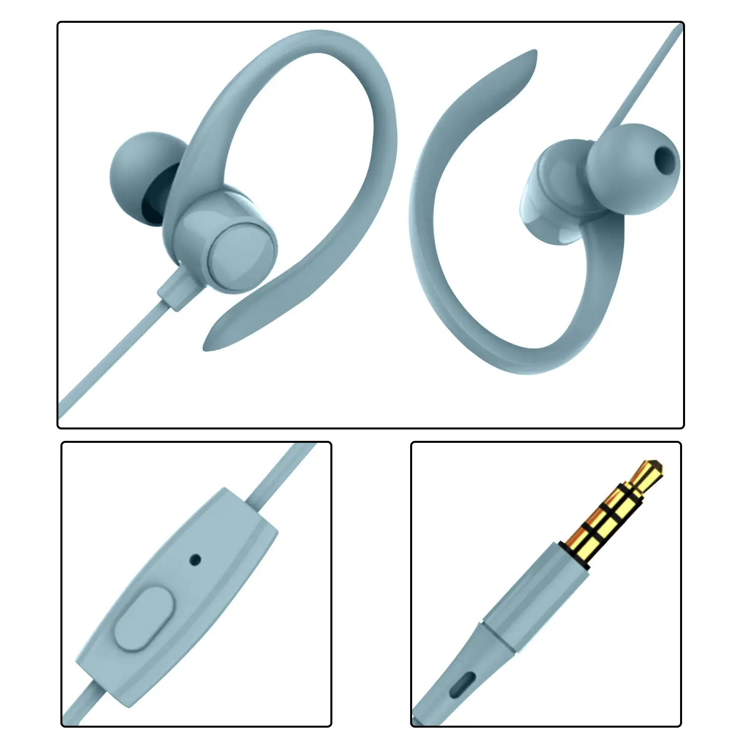 Auriculares deportivos S07 con cable, máxima sujeción. Micro y botón de control incorporado.