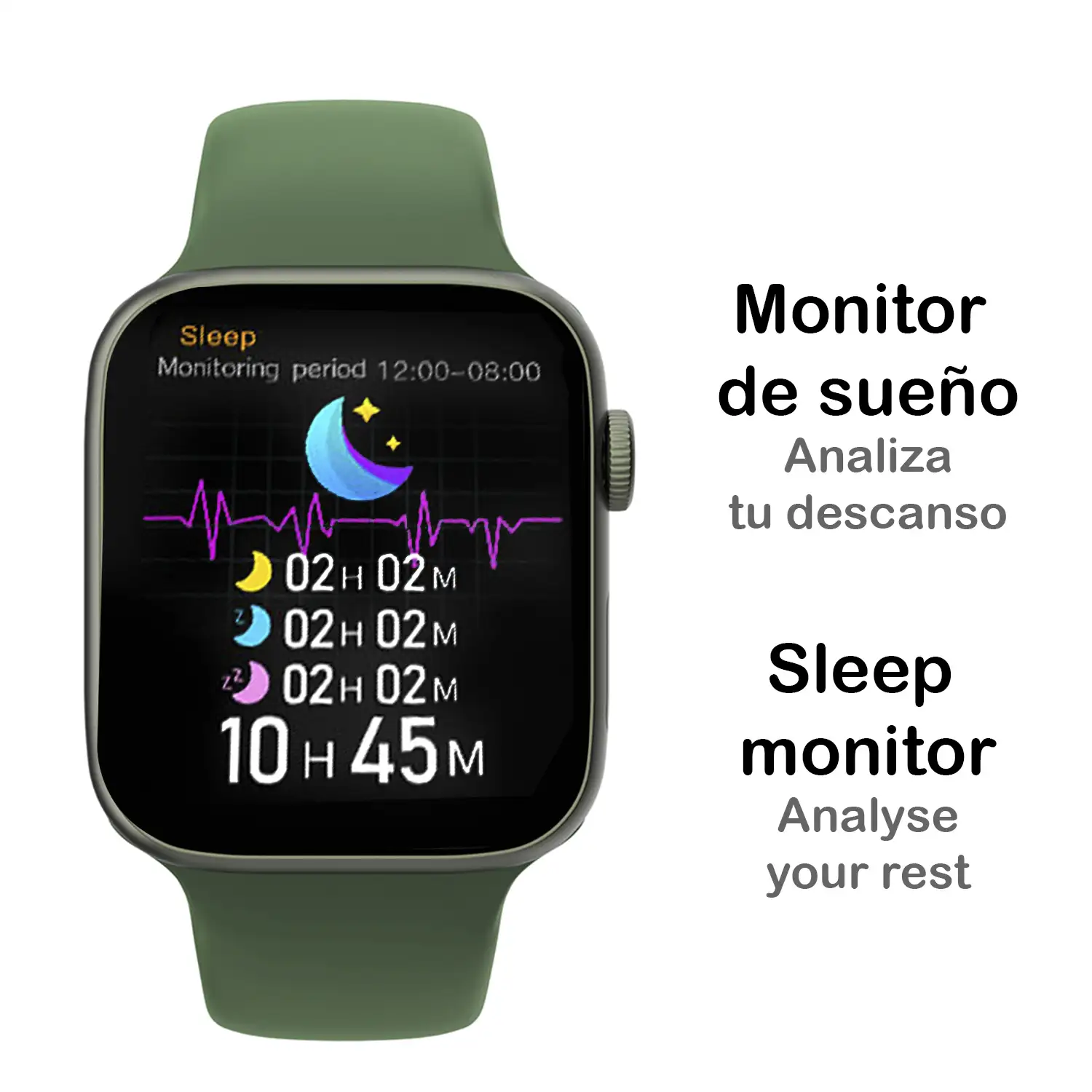 Smartwatch KD07 con monitor cardíaco, tensión y de O2 en sangre. 5 modos deportivos. Llamadas Bluetooth.