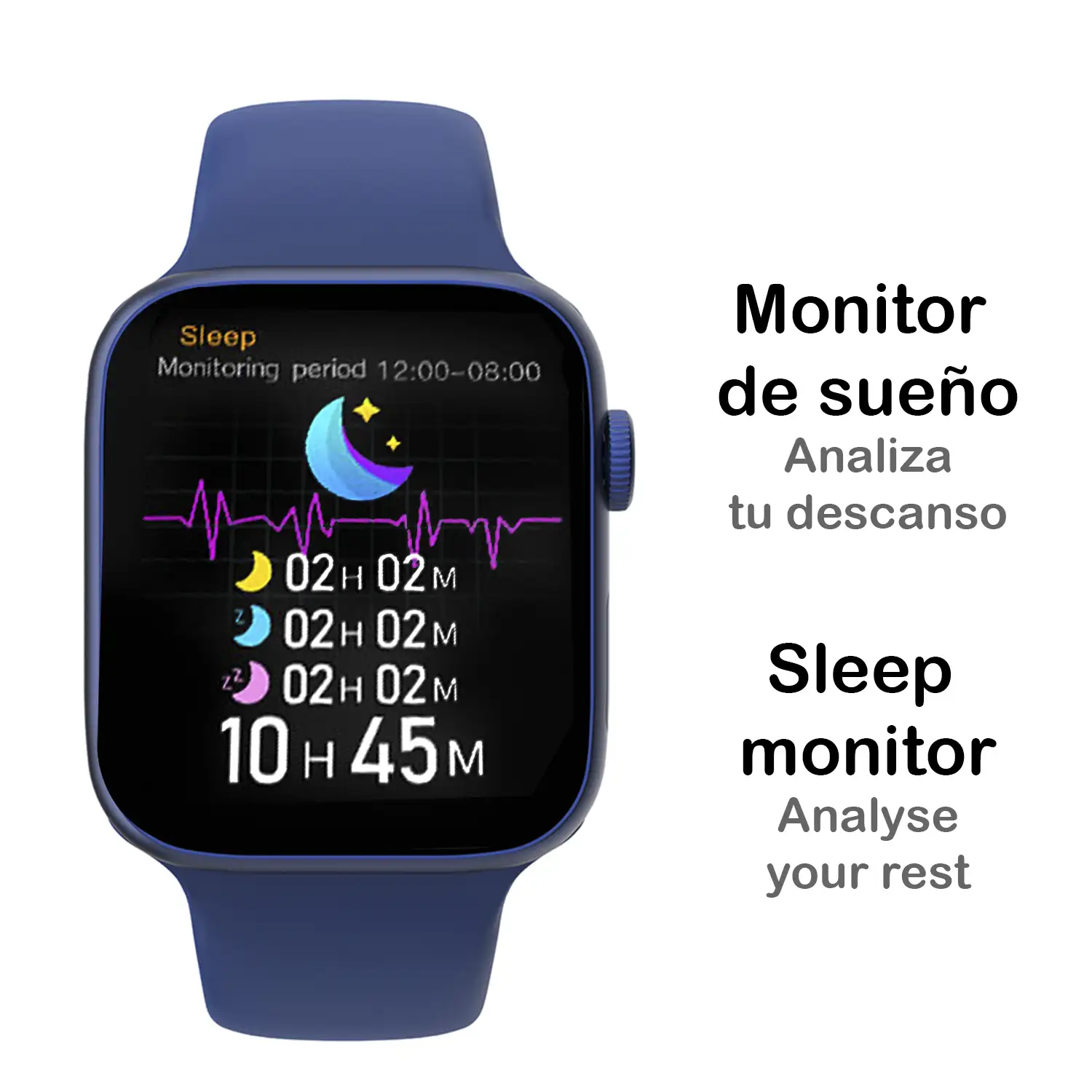 Smartwatch KD07 con monitor cardíaco, tensión y de O2 en sangre. 5 modos deportivos. Llamadas Bluetooth.