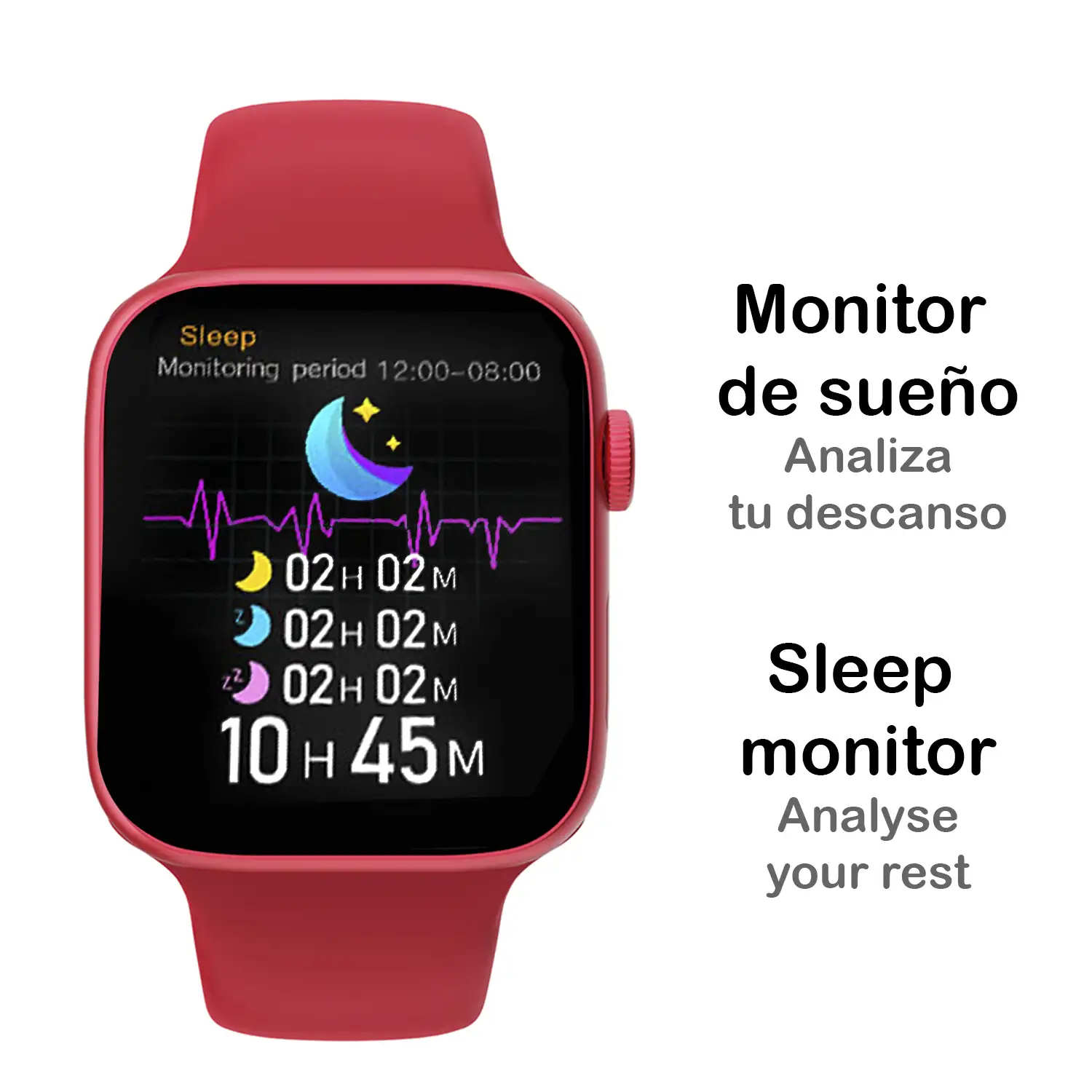 Smartwatch KD07 con monitor cardíaco, tensión y de O2 en sangre. 5 modos deportivos. Llamadas Bluetooth.