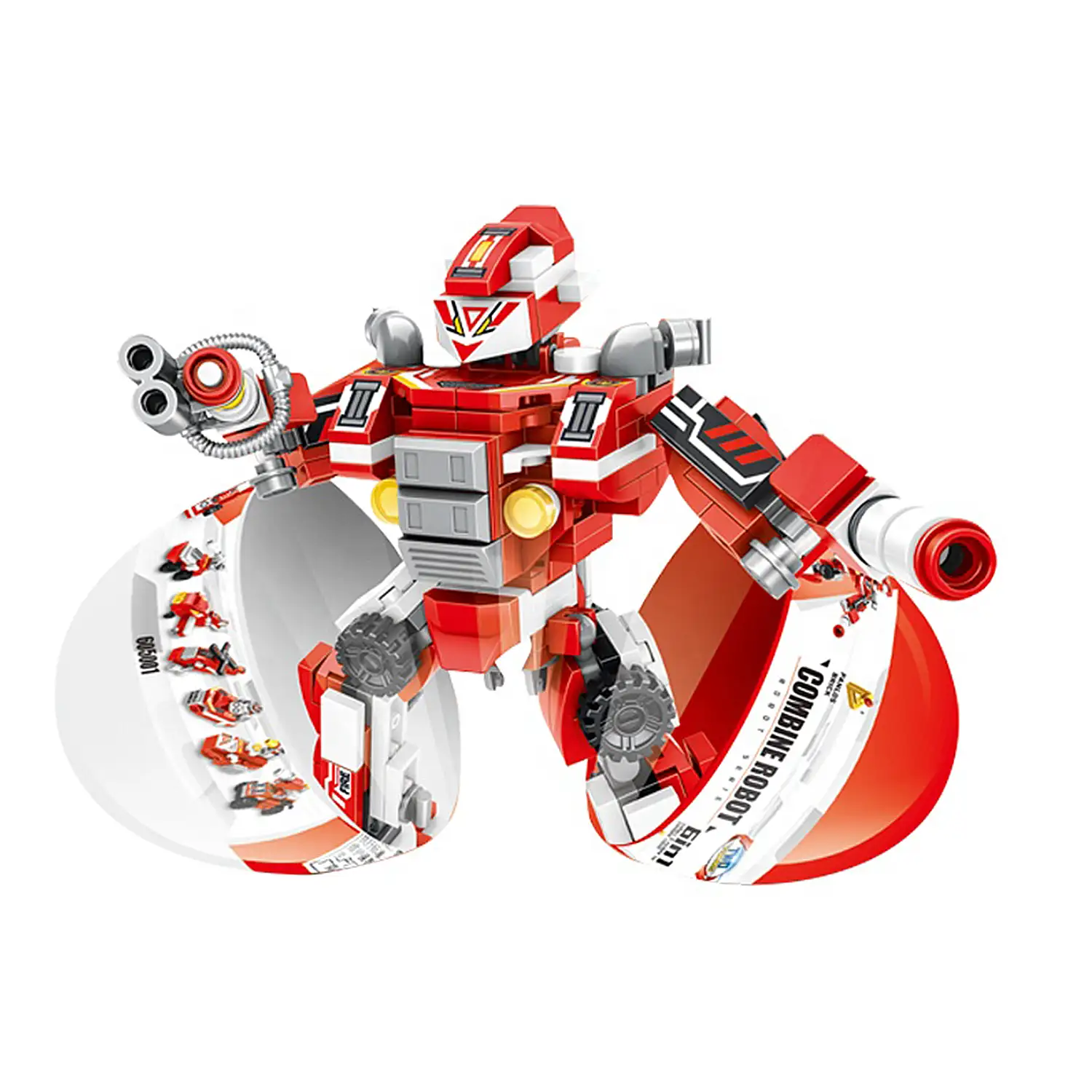 Robot de fuego 6 en 1, con 271 piezas. Construye 6 vehiculos de rescate individuales (con 2 formas cada uno), acopla y convierte en un robot.