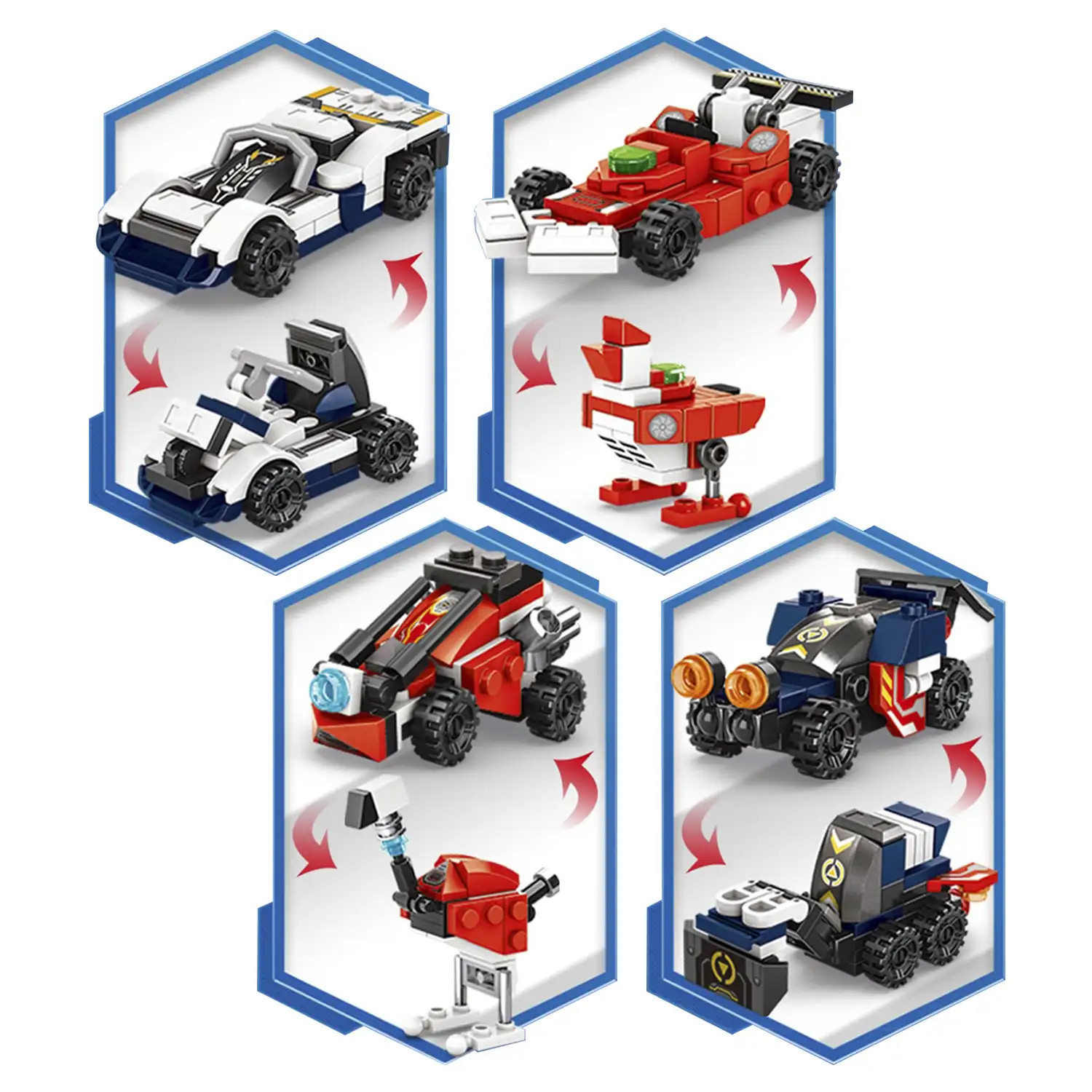 Robot 8 en 1 y tractor 2 formas, cada modelo 2 formas 378 piezas