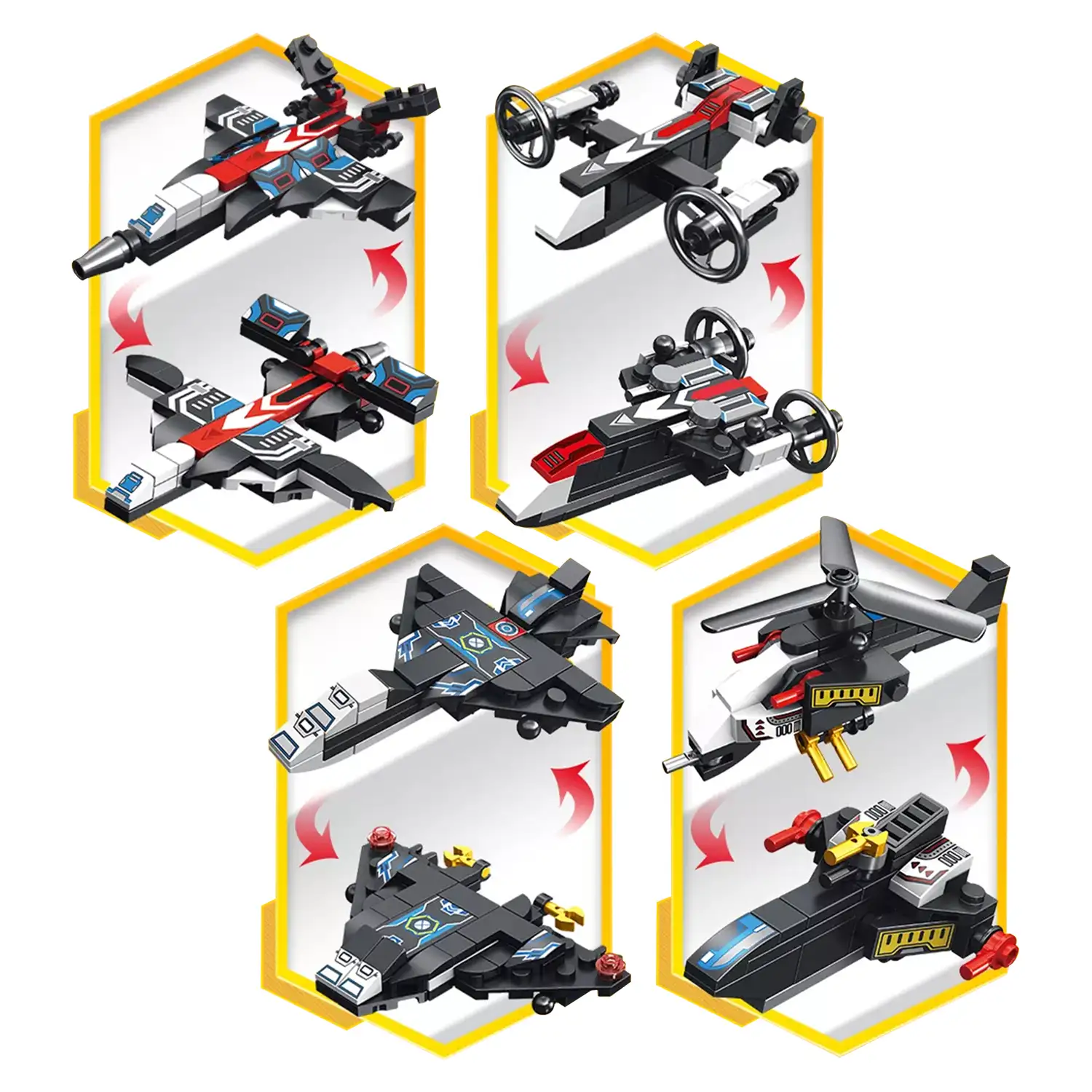Robot 8 en 1 y formas UFO 2, cada modelo 2 formas 372 piezas