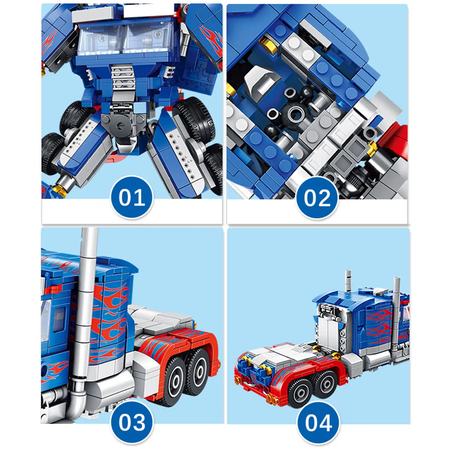 Robot convertible en camión, 833 piezas. Podrás construir otros 6 modelos de vehículos y robots.