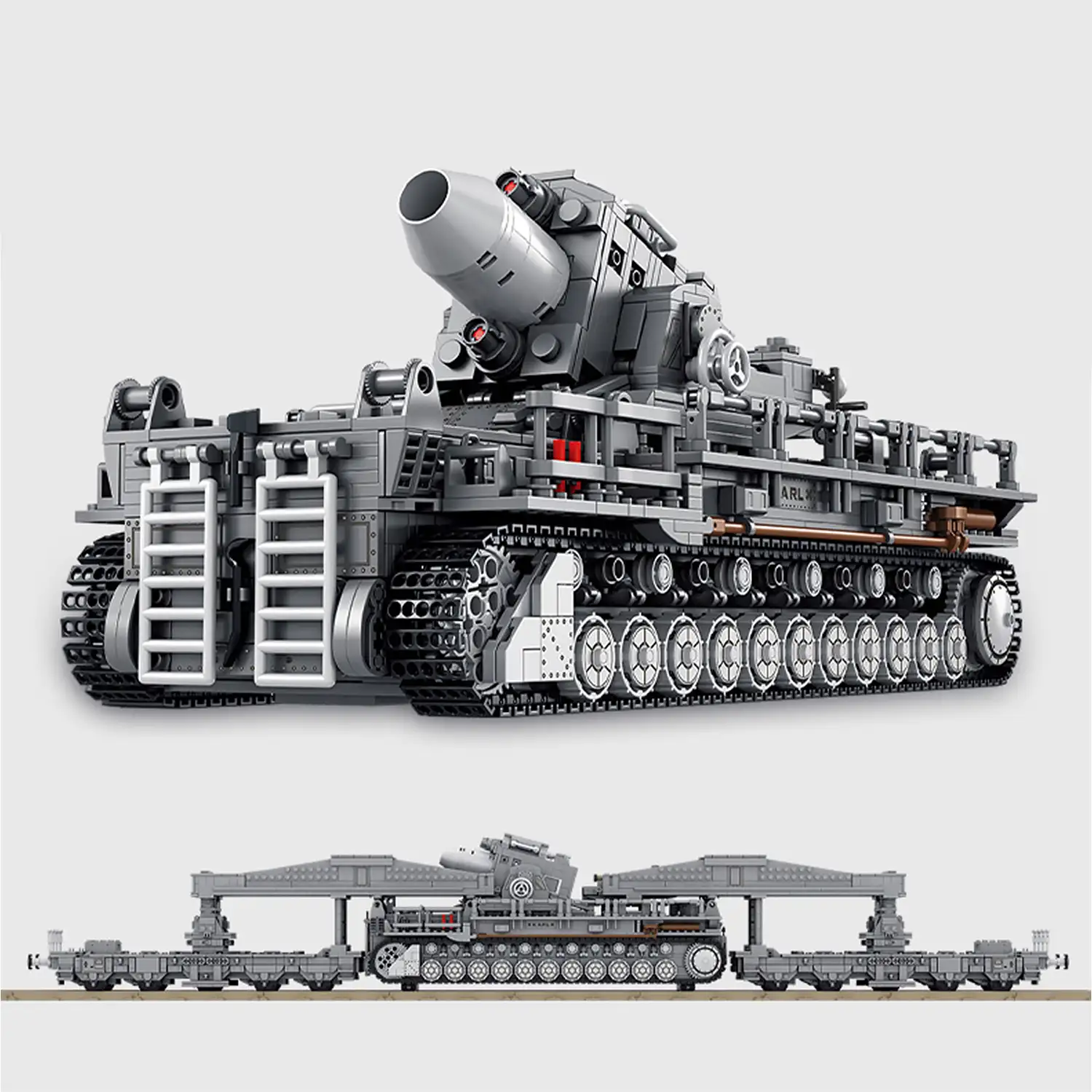 Kit de modelo de tanque con 8 figuras de soldado, WW2, Karl Mortar convoy militar XL, 4158 piezas.