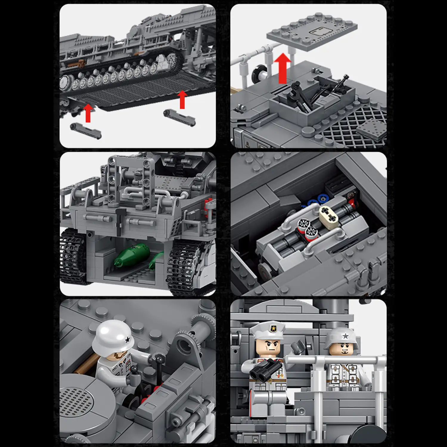 Kit de modelo de tanque con 8 figuras de soldado, WW2, Karl Mortar convoy militar XL, 4158 piezas.