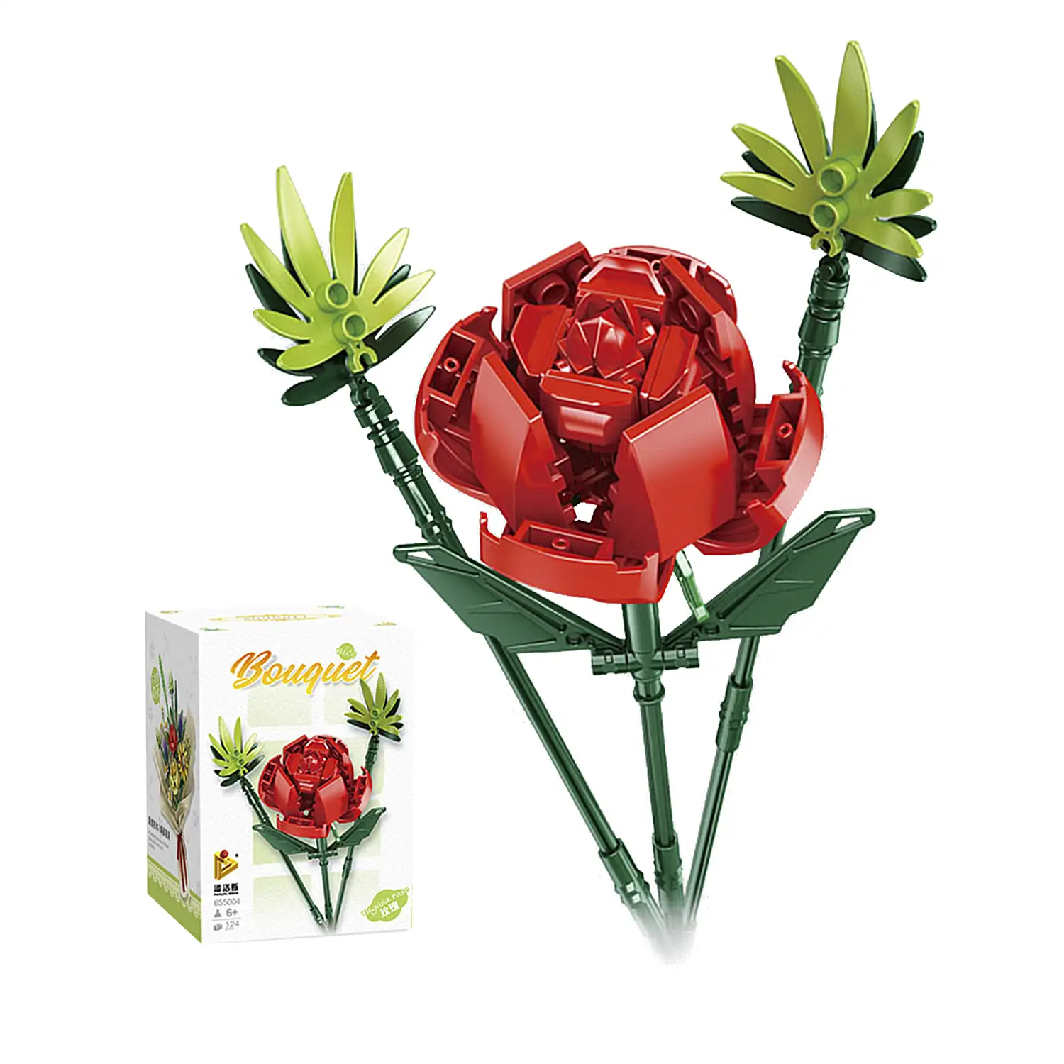 Ramo bouquet flor Rosa, 124 piezas