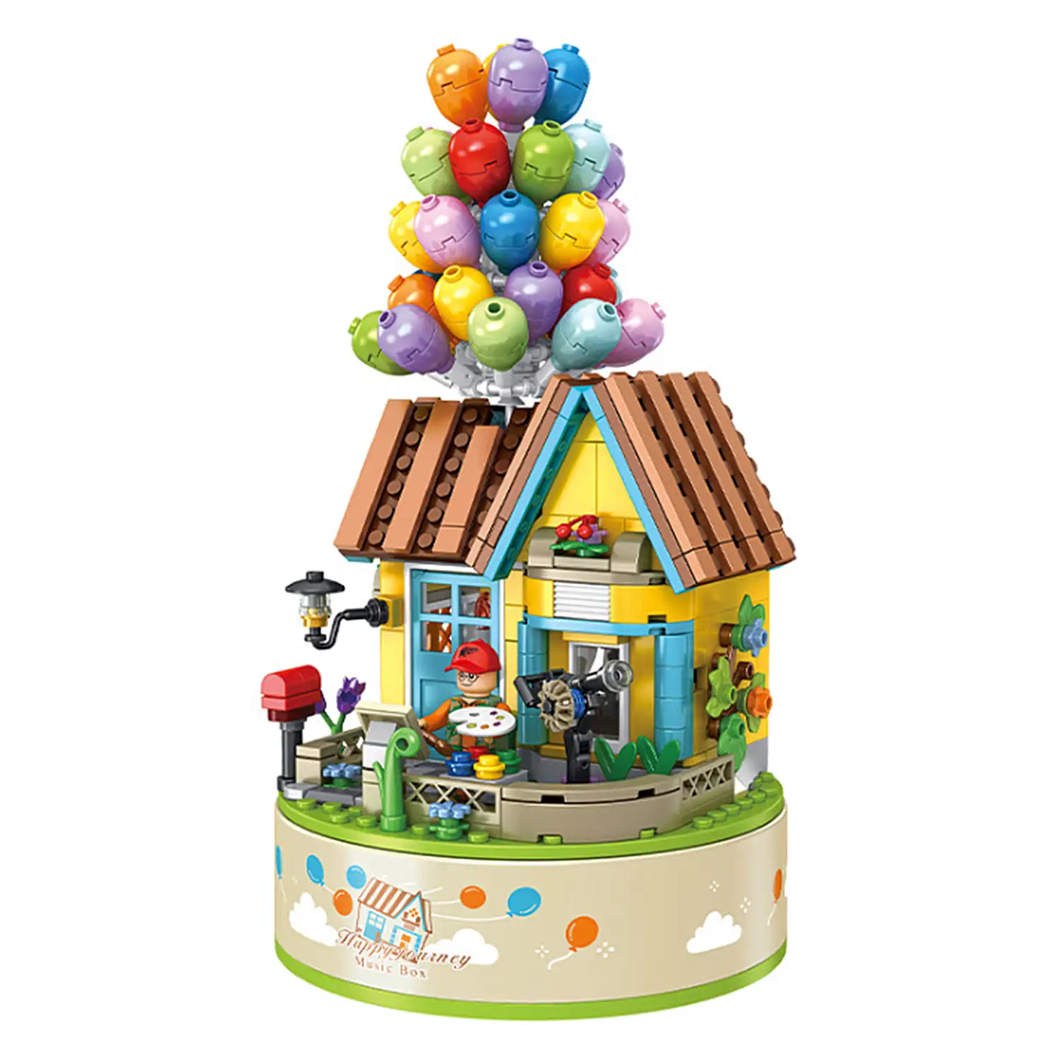 Caja de música giratoria 360°, Casa con Globos, 528 piezas