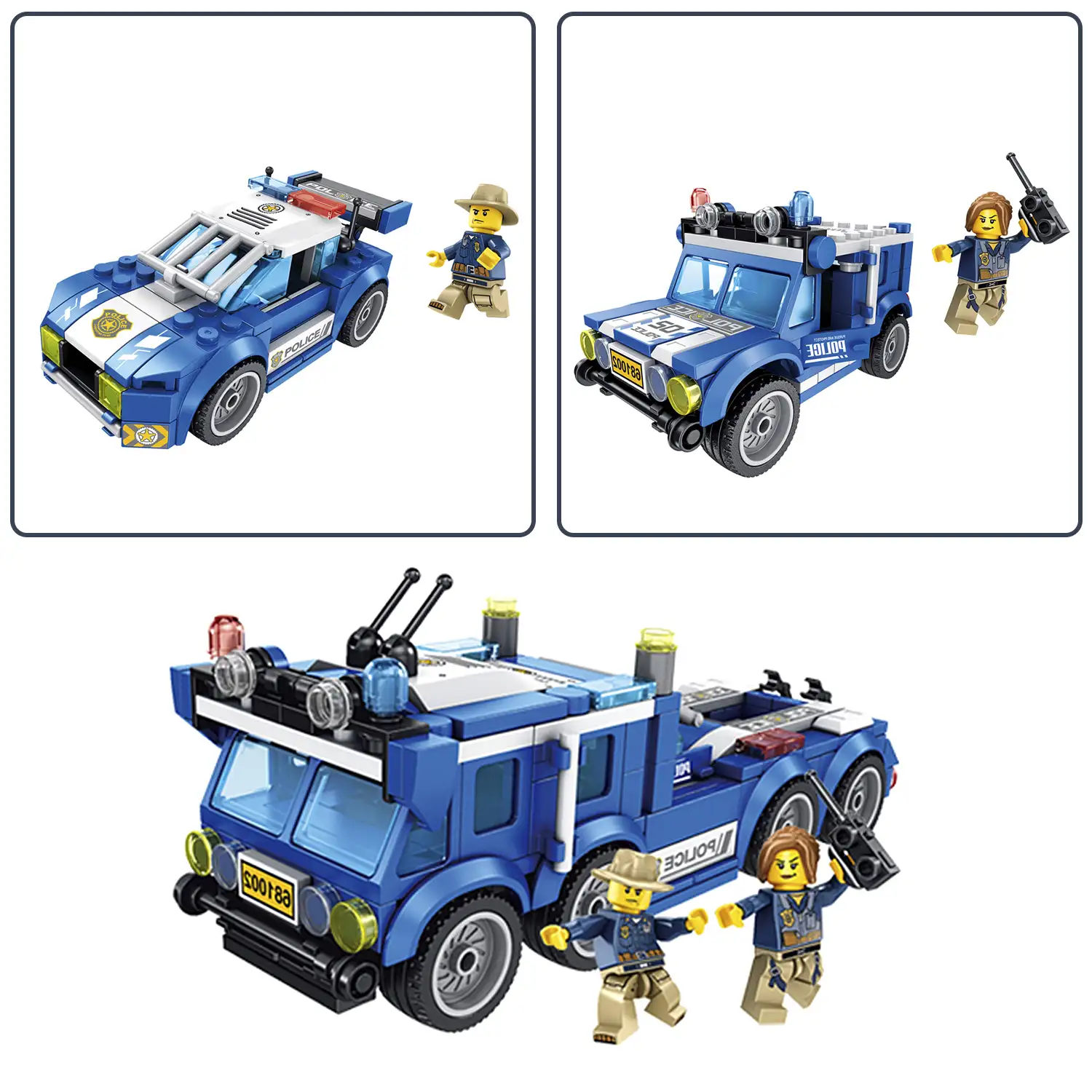 Camión y robot de policía 2 en 1, de 311 piezas. Construye 4 mini modelos individuales ó 2 modelos medianos.