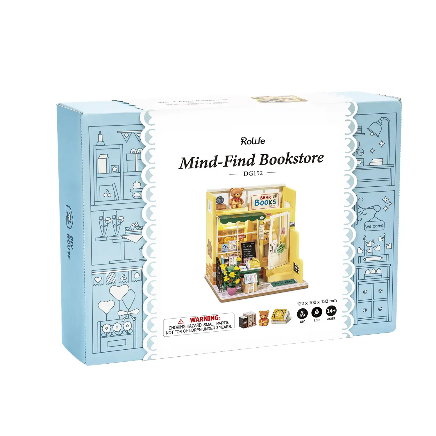 Librería Mind-Find. Maqueta 3D  realista con gran detalle 63 piezas