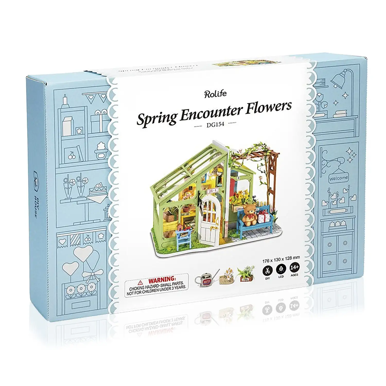 Flores de Encuentro de Primavera. Casa de muñecas maqueta de madera para pintar y montar.