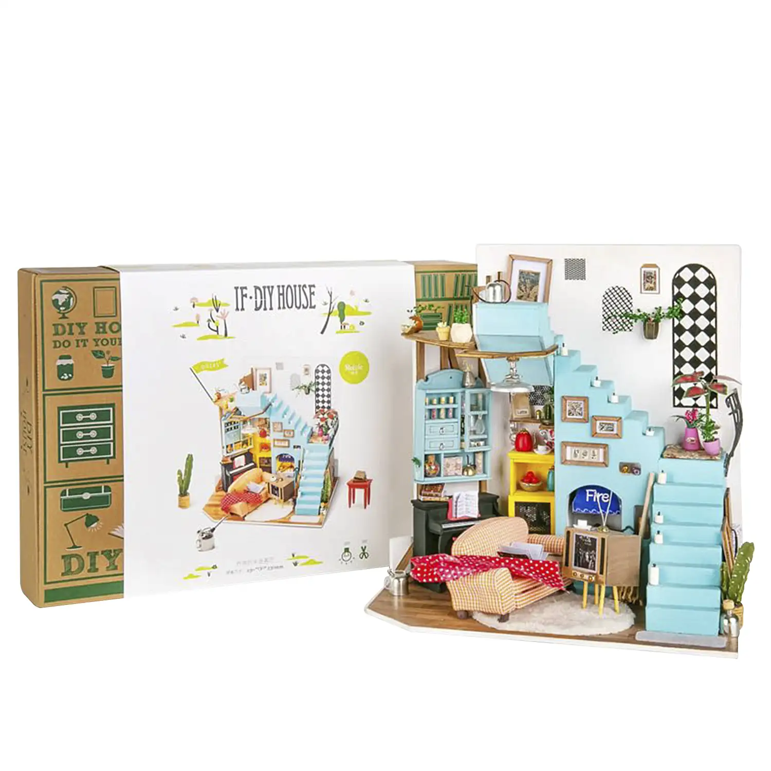 Taste Life (Cocina). Casa de muñecas maqueta de madera para pintar y montar.  56 piezas