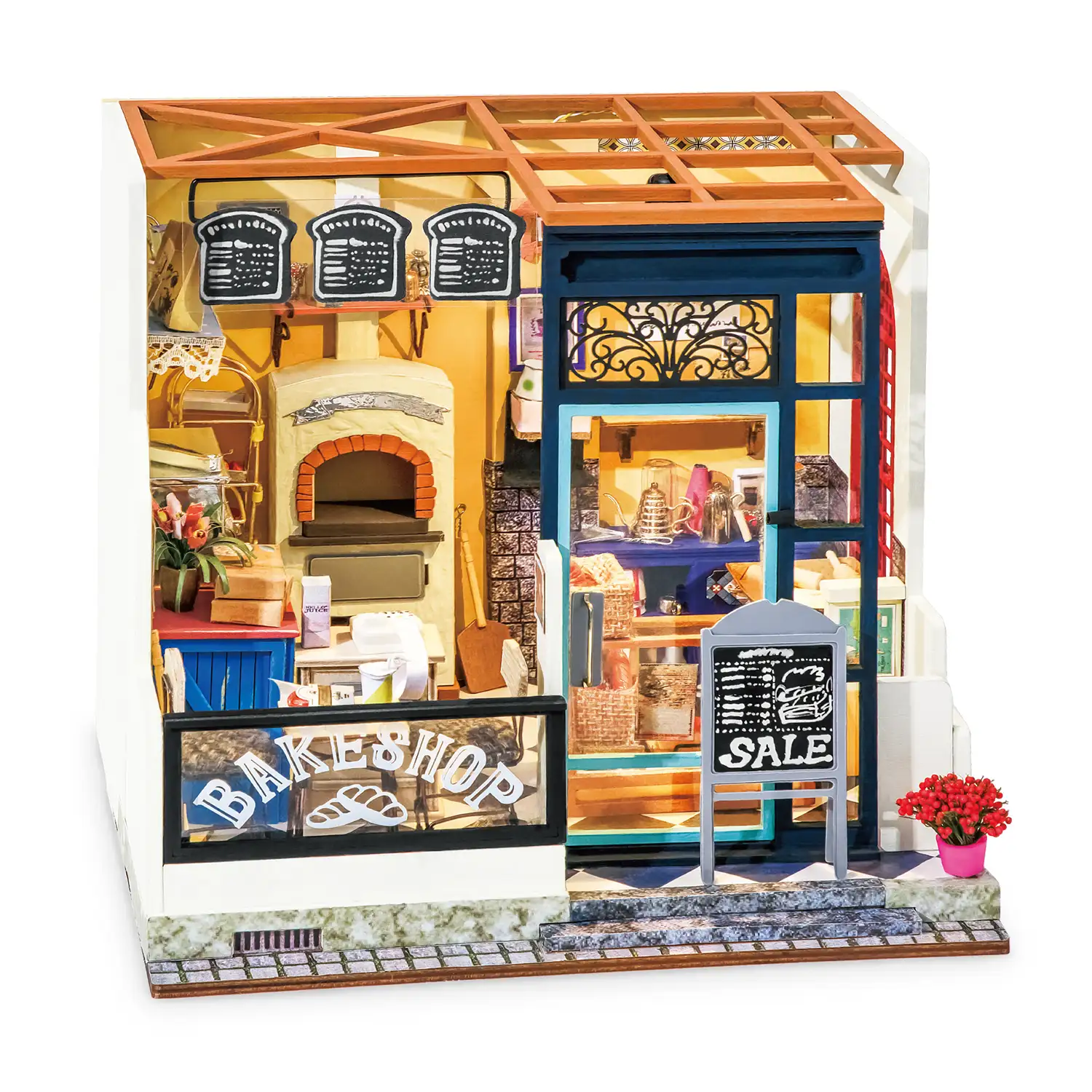 Panadería Nancys. Maqueta 3D realista con gran detalle y luces led, 172 piezas