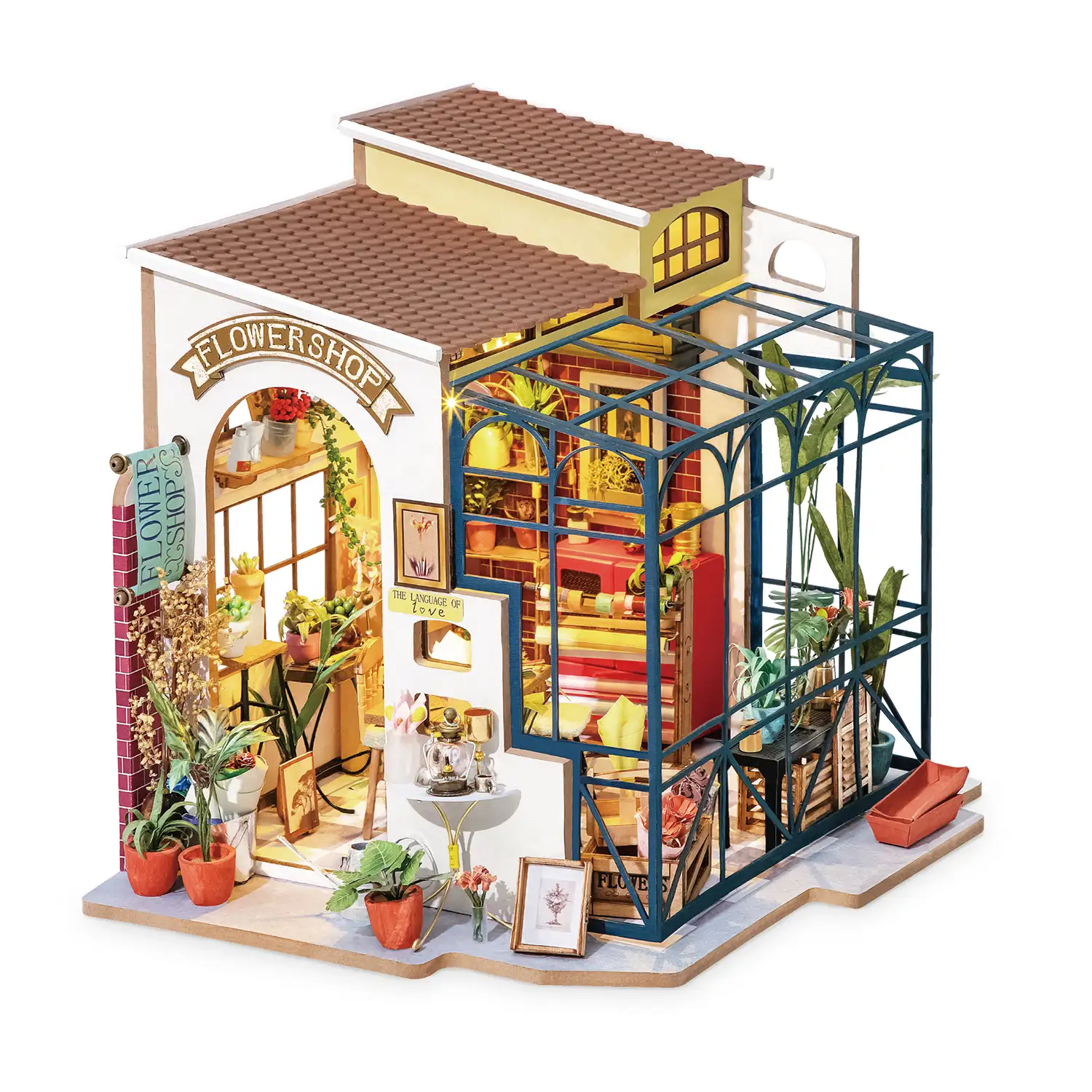 Floristeria Emilys. Maqueta 3D realista con gran detalle y luces led, 258 piezas